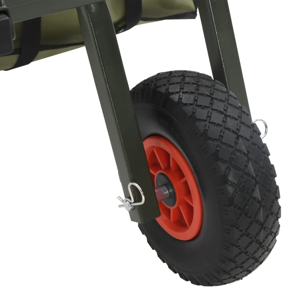 Carrello da Pesca Verde con Ruota Acciaio Verniciato a Polvere