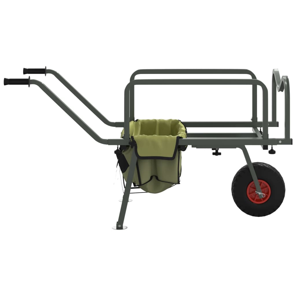 Carrello da Pesca Verde con Ruota Acciaio Verniciato a Polvere