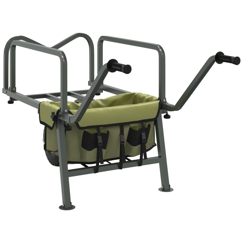 Carrello da Pesca Verde con Ruota Acciaio Verniciato a Polvere