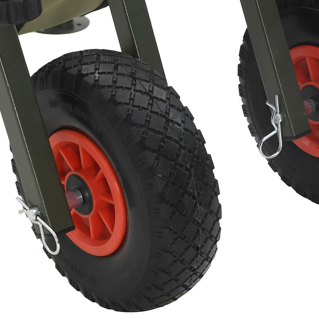 Carrello da Pesca Verde con 2Ruote Acciaio Verniciato a Polvere