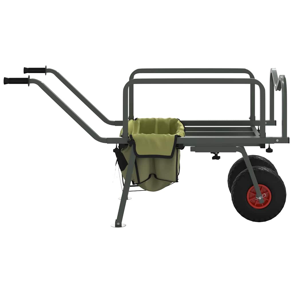 Carrello da Pesca Verde con 2Ruote Acciaio Verniciato a Polvere