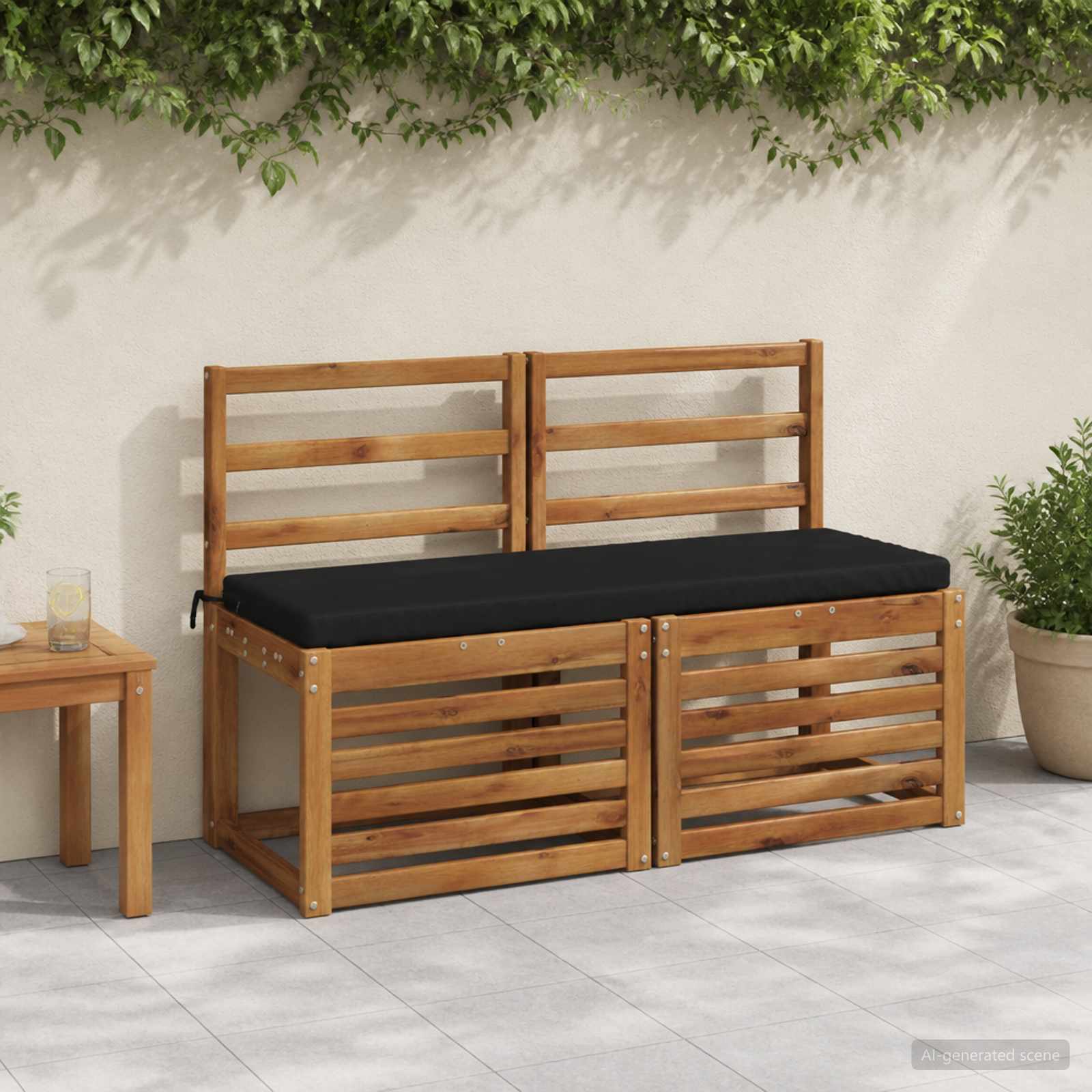 Cuscino per panchina SOEST 100% Poliestere Nero 110 x 40 x 5 cm