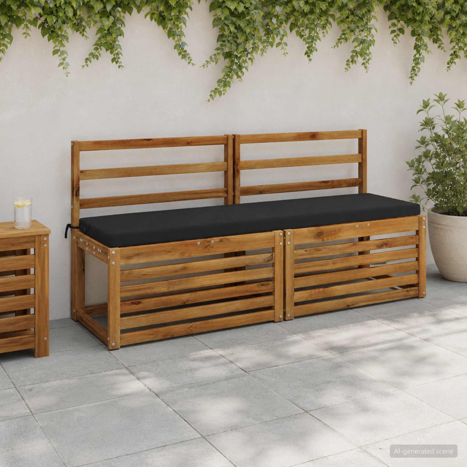 Cuscino per panchina SOEST 100% Poliestere Nero 150 x 40 x 5 cm