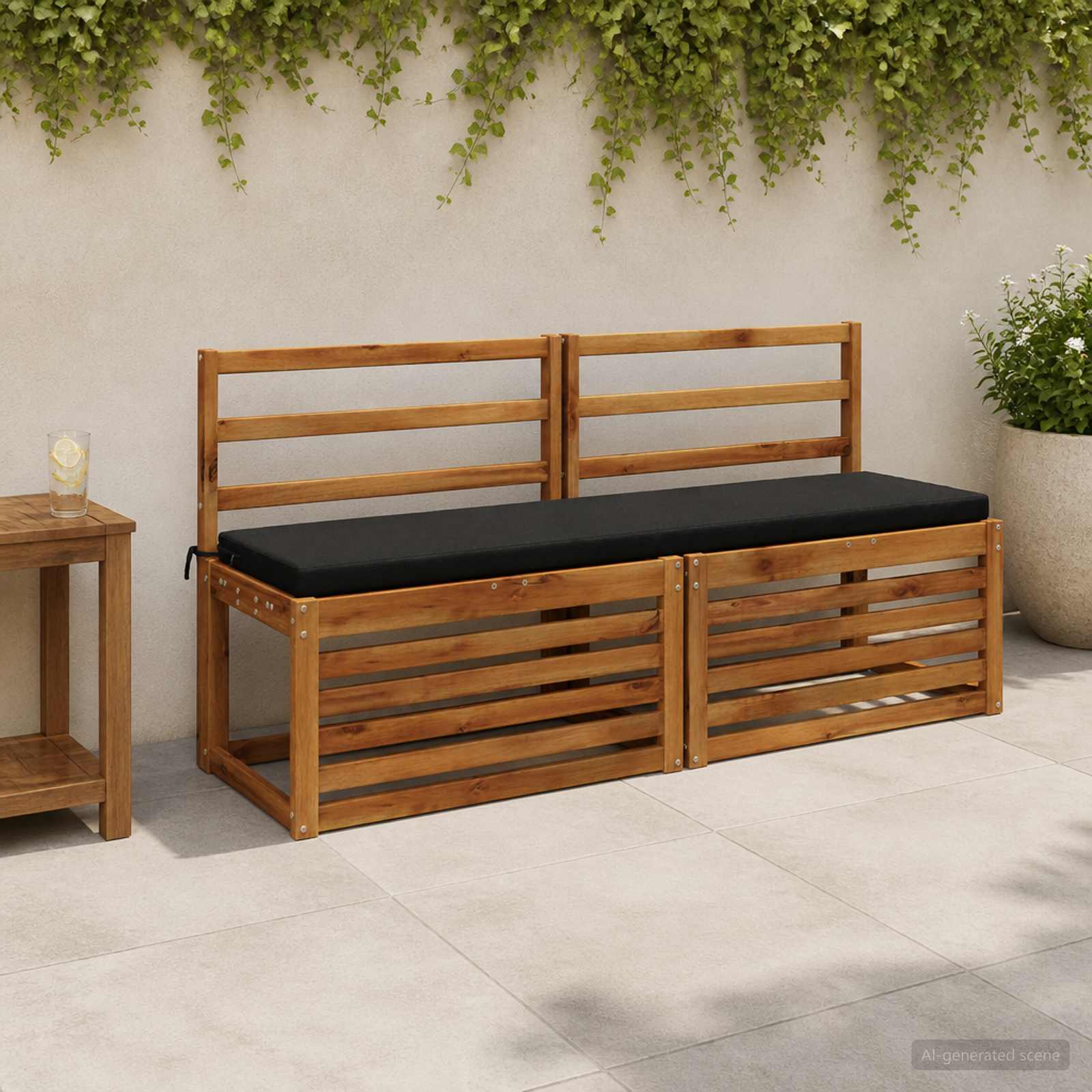 Cuscino per panchina SOEST 100% Poliestere Nero 160 x 40 x 5 cm