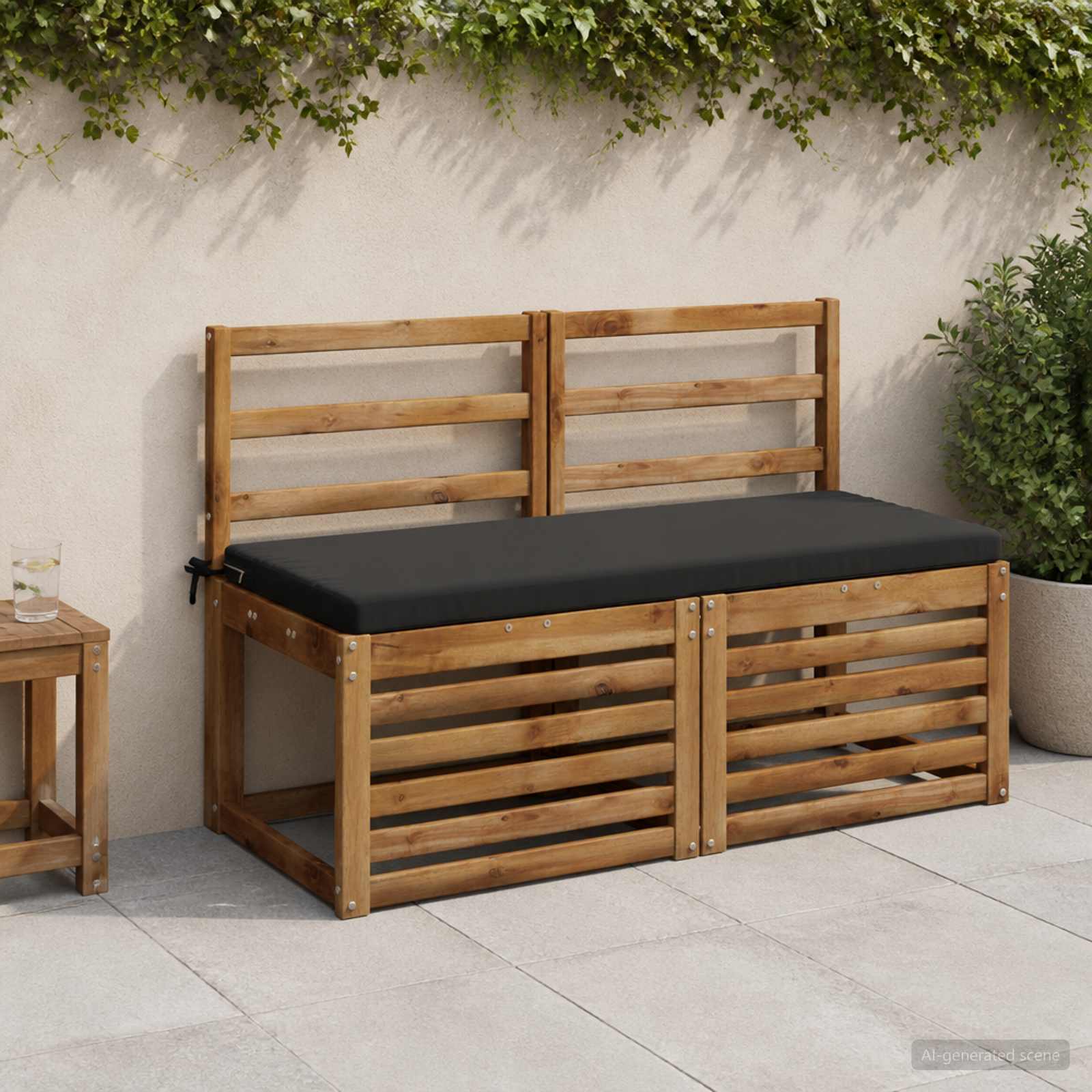 Cuscino per panchina SOEST 100% Poliestere Nero 110 x 50 x 5 cm