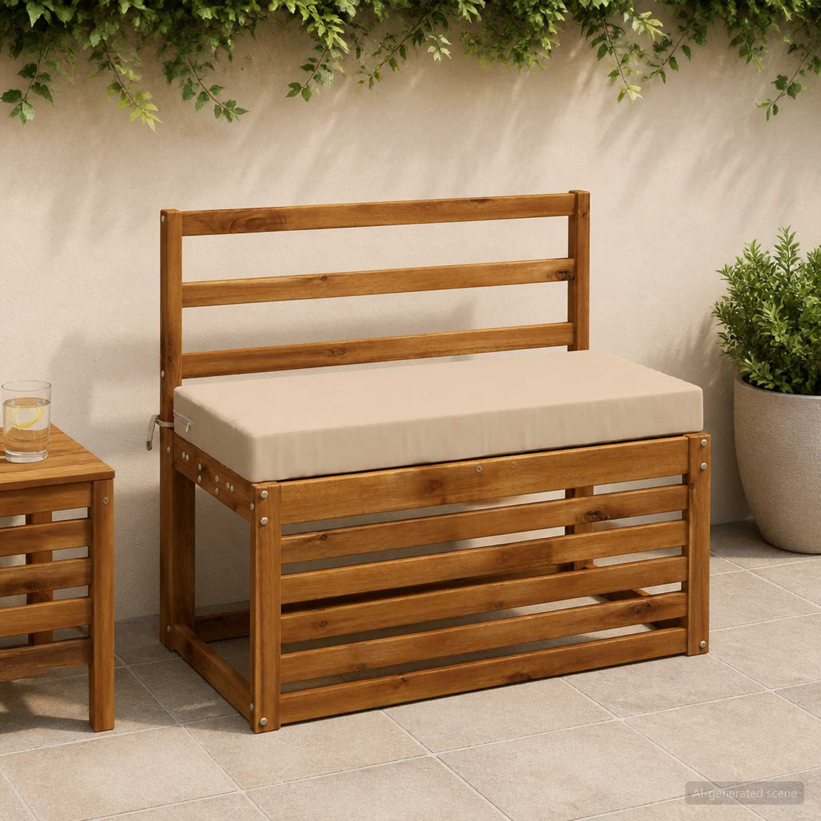Cuscino per panchina SOEST 100% Poliestere Crema 80 x 40 x 8 cm