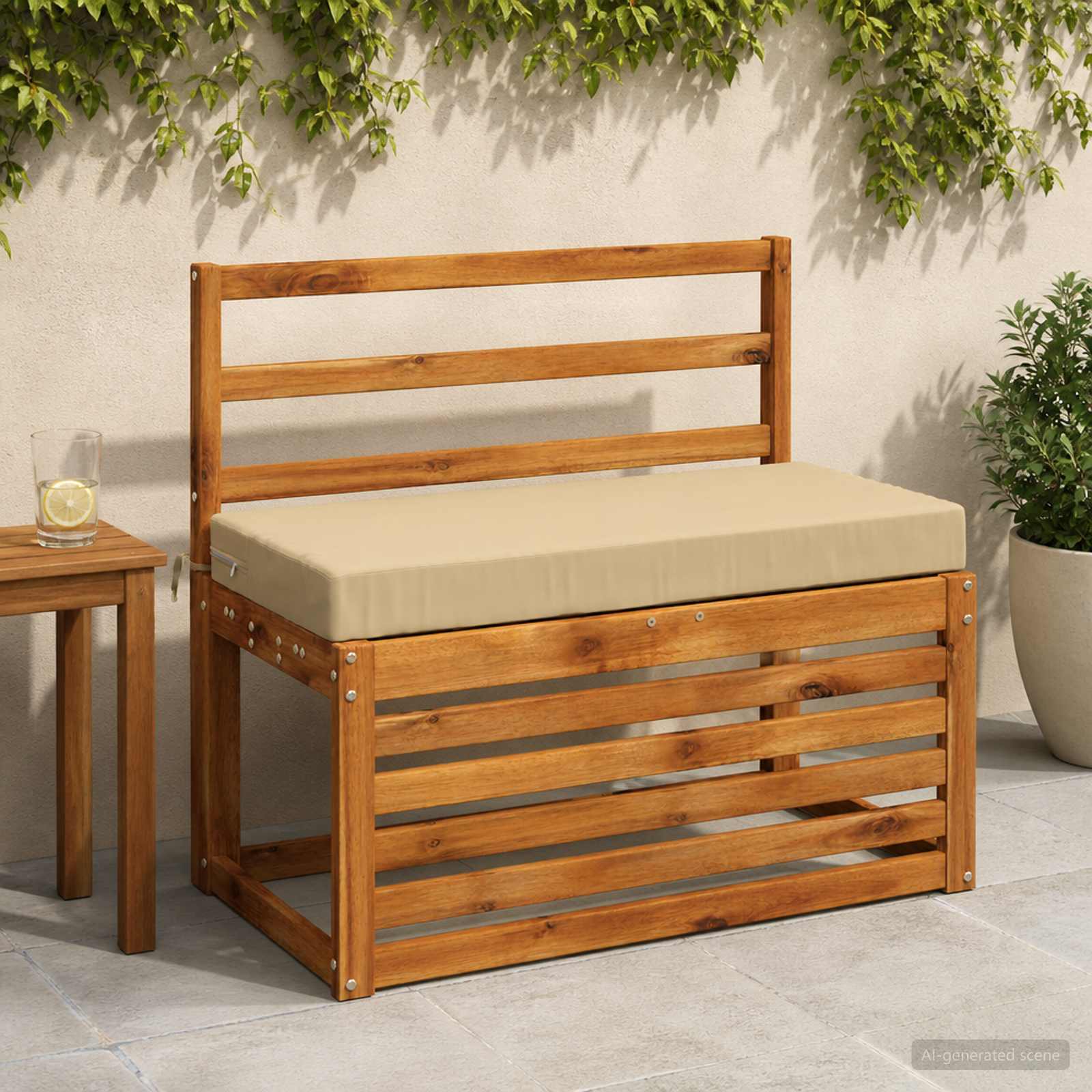 Cuscino per panchina SOEST 100% Poliestere Beige 80 x 40 x 8 cm