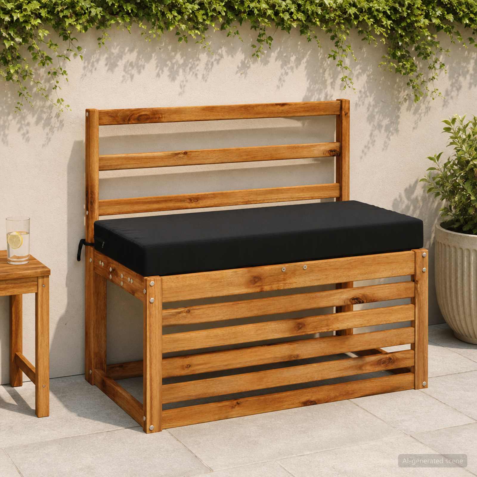 Cuscino per panchina SOEST 100% Poliestere Nero 80 x 40 x 8 cm