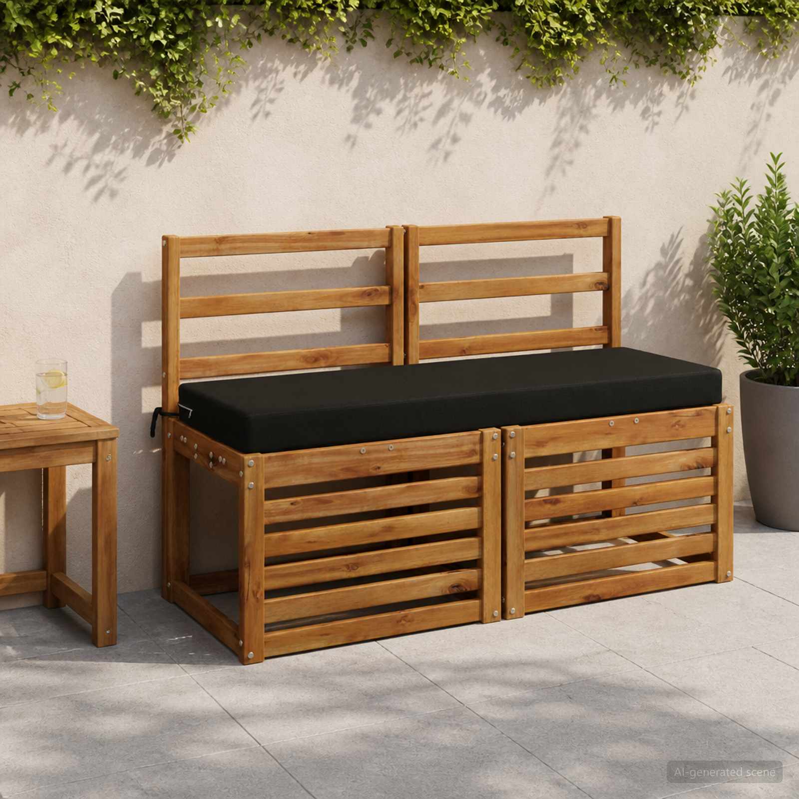 Cuscino per panchina SOEST 100% Poliestere Nero 110 x 40 x 8 cm