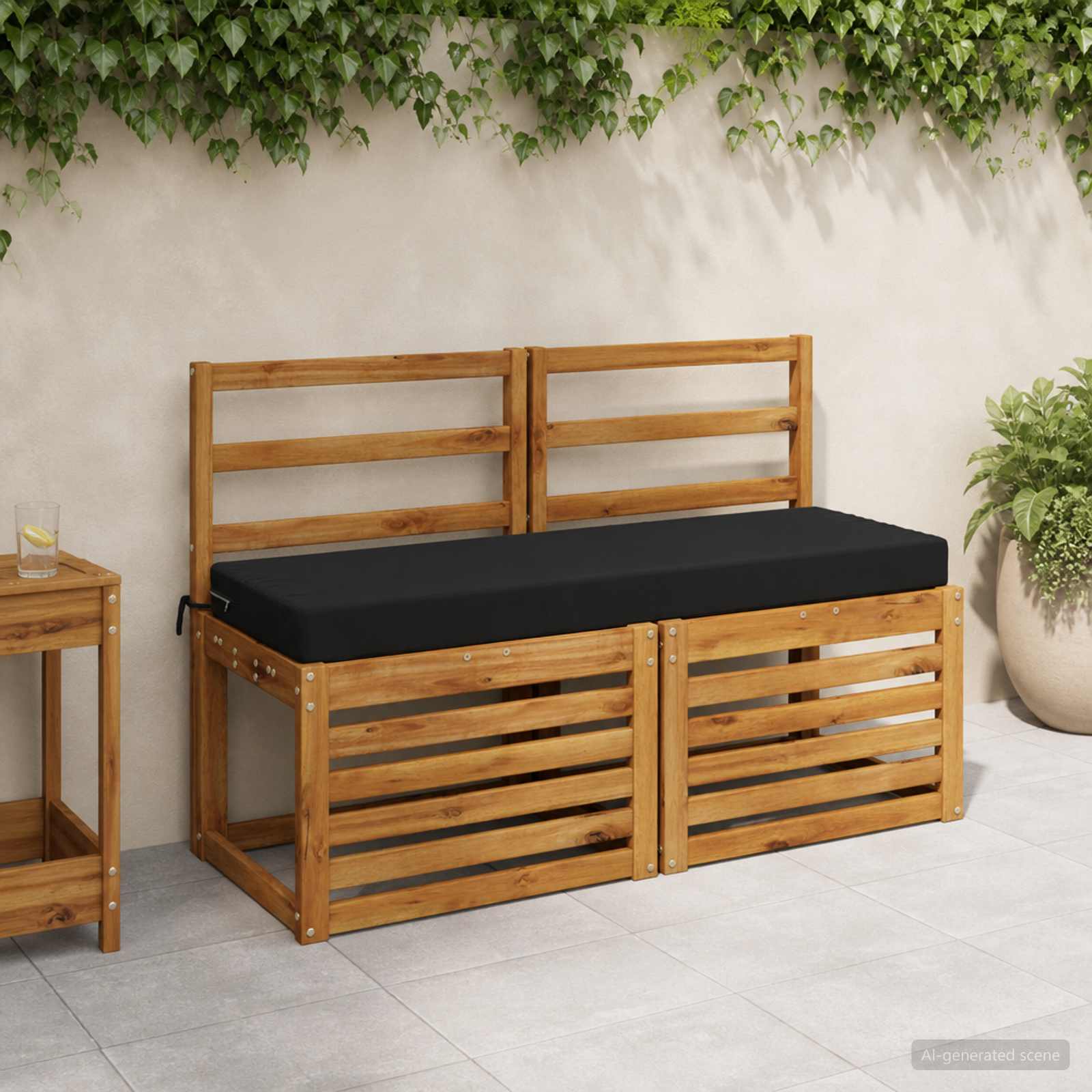 Cuscino per panchina SOEST 100% Poliestere Nero 110 x 40 x 8 cm