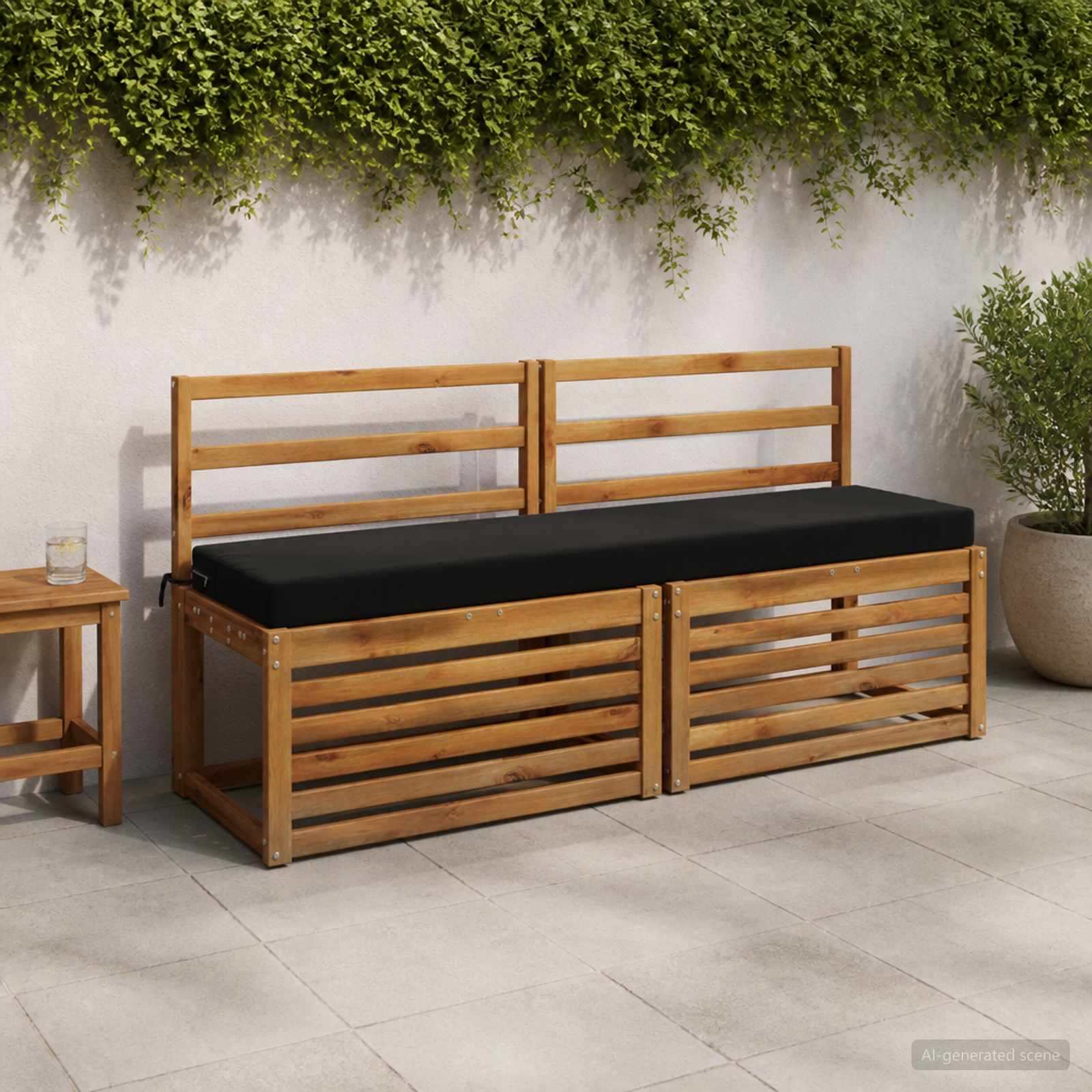 Cuscino per panchina SOEST 100% Poliestere Nero 140 x 40 x 8 cm