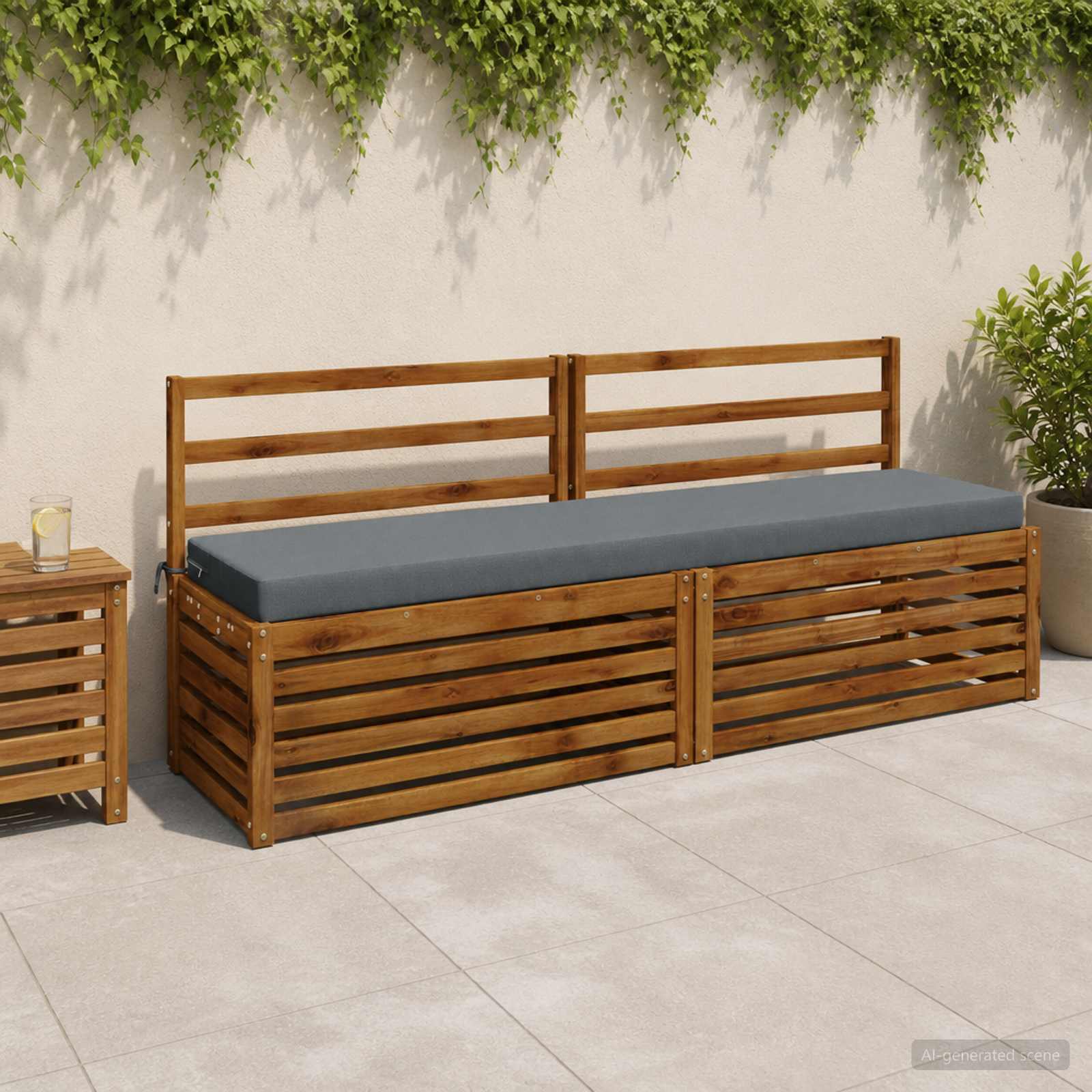Cuscino per panchina SOEST 100% Poliestere Blu 200 x 40 x 8 cm