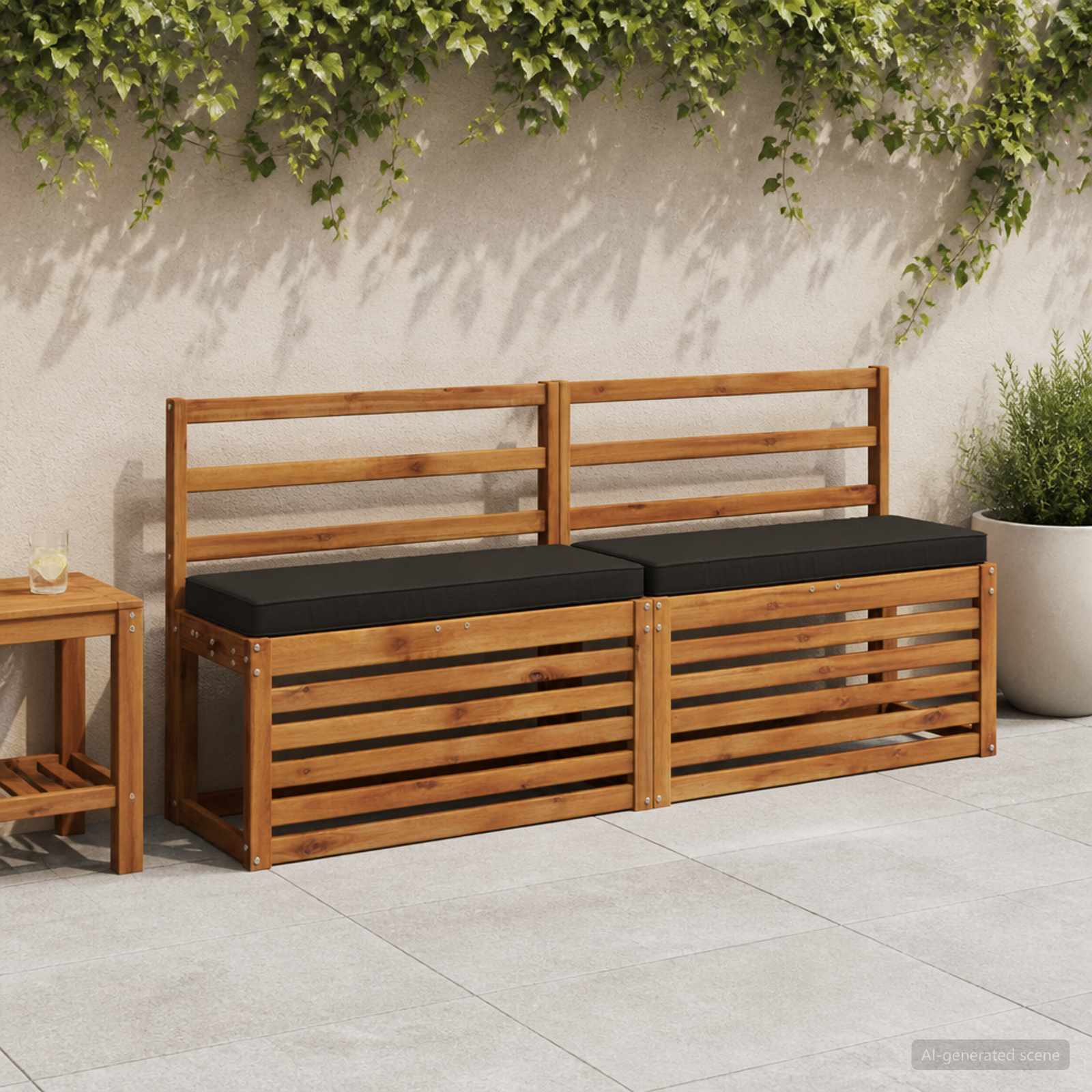 Cuscino per Panchina a 1 Pezzo VUGHT 100% Poliestere Nero