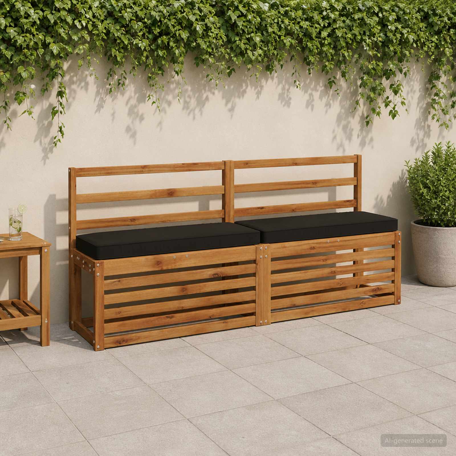 Cuscino per Panchina a 1 Pezzo VUGHT 100% Poliestere Nero