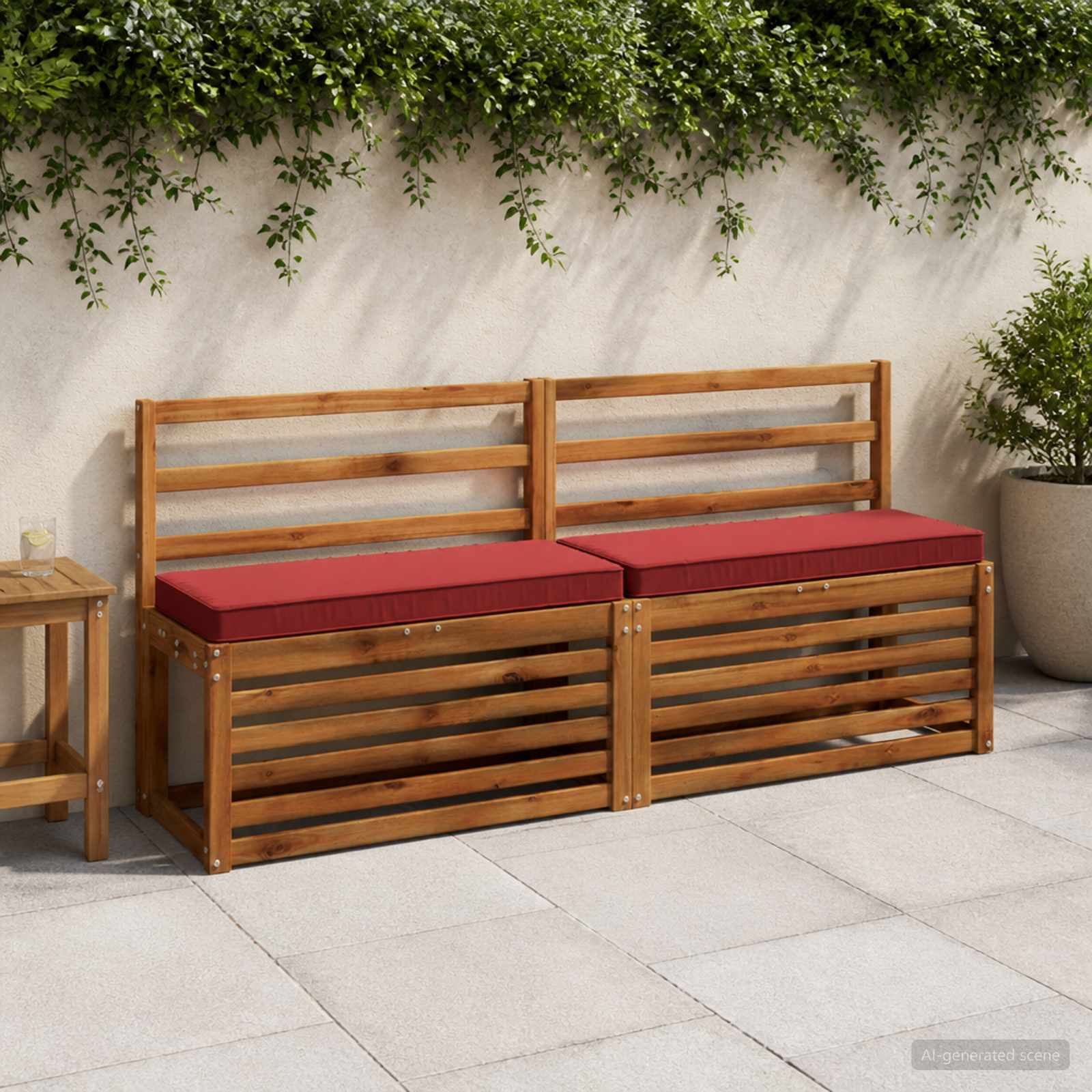Cuscino per Panchina a 1 Pezzo VUGHT 100% Poliestere Rosso Vino