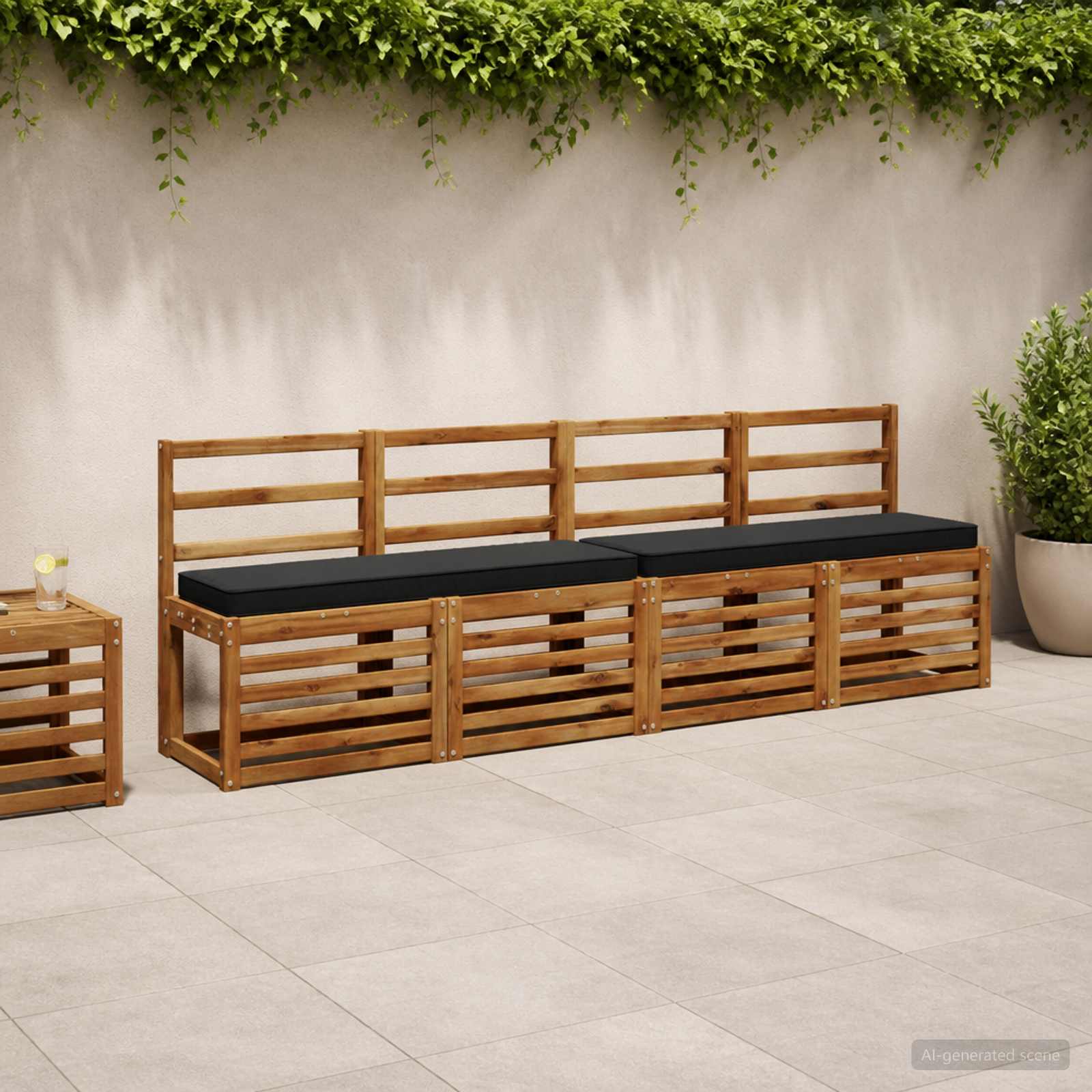 Cuscini per Panchina a 2 Pezzi VUGHT 2 pcs 100% Poliestere Nero