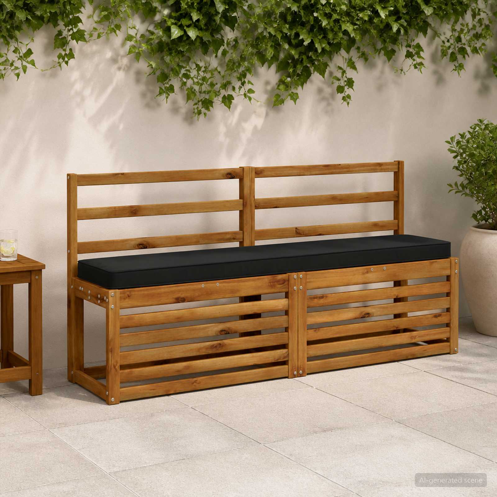 Cuscino per Panchina a 1 Pezzo VUGHT 100% Poliestere Nero