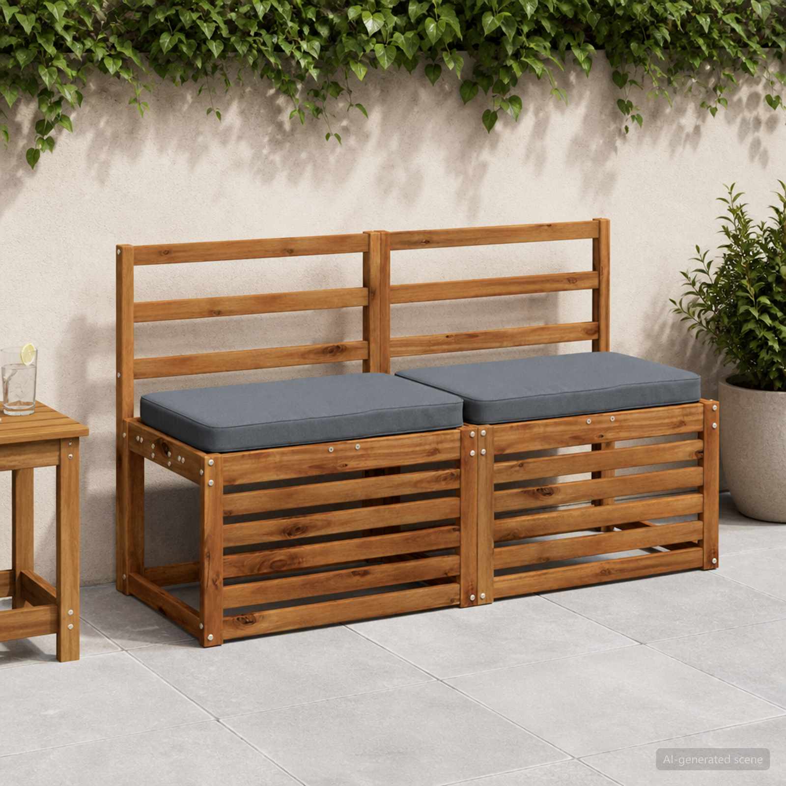 Cuscini per Panchina a 2 Pezzi VUGHT 2 pcs 100% Poliestere Blu