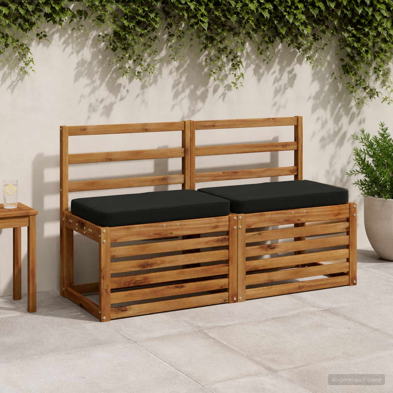 Cuscino per Panchina a 1 Pezzo VUGHT 100% Poliestere Nero