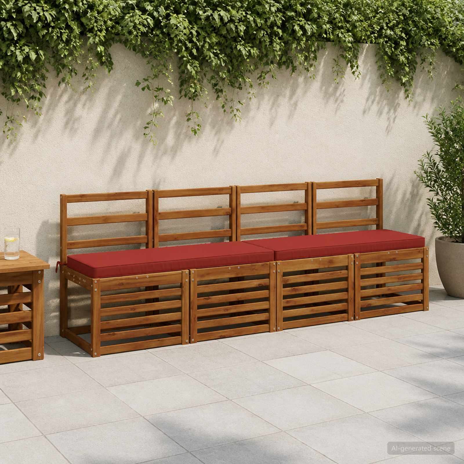Cuscini per Panchina a 2 Pezzi VUGHT 2 pz 100% Poliestere Rosso