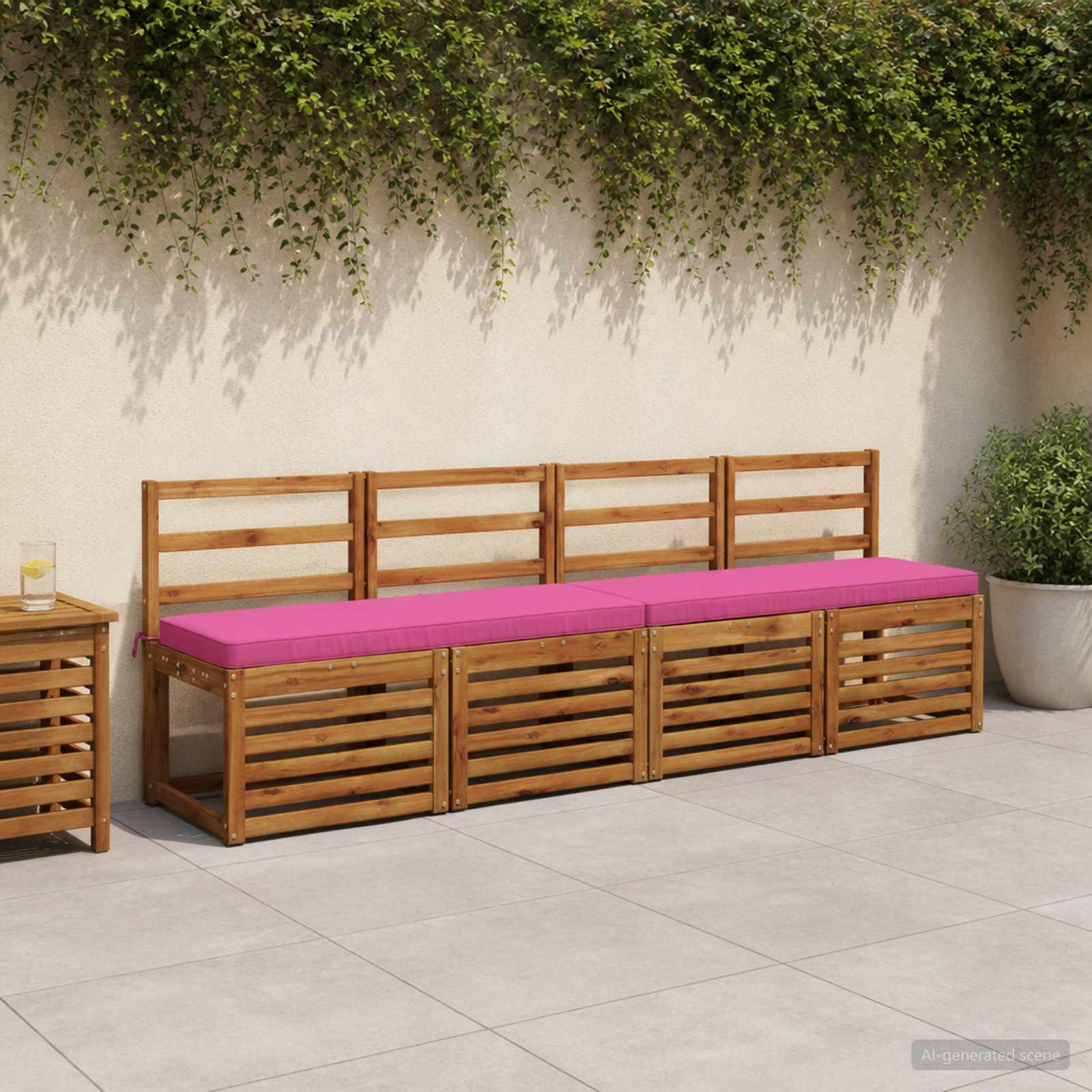 Cuscini per Panchina a 2 Pezzi VUGHT 2 pz 100% Poliestere Rosa