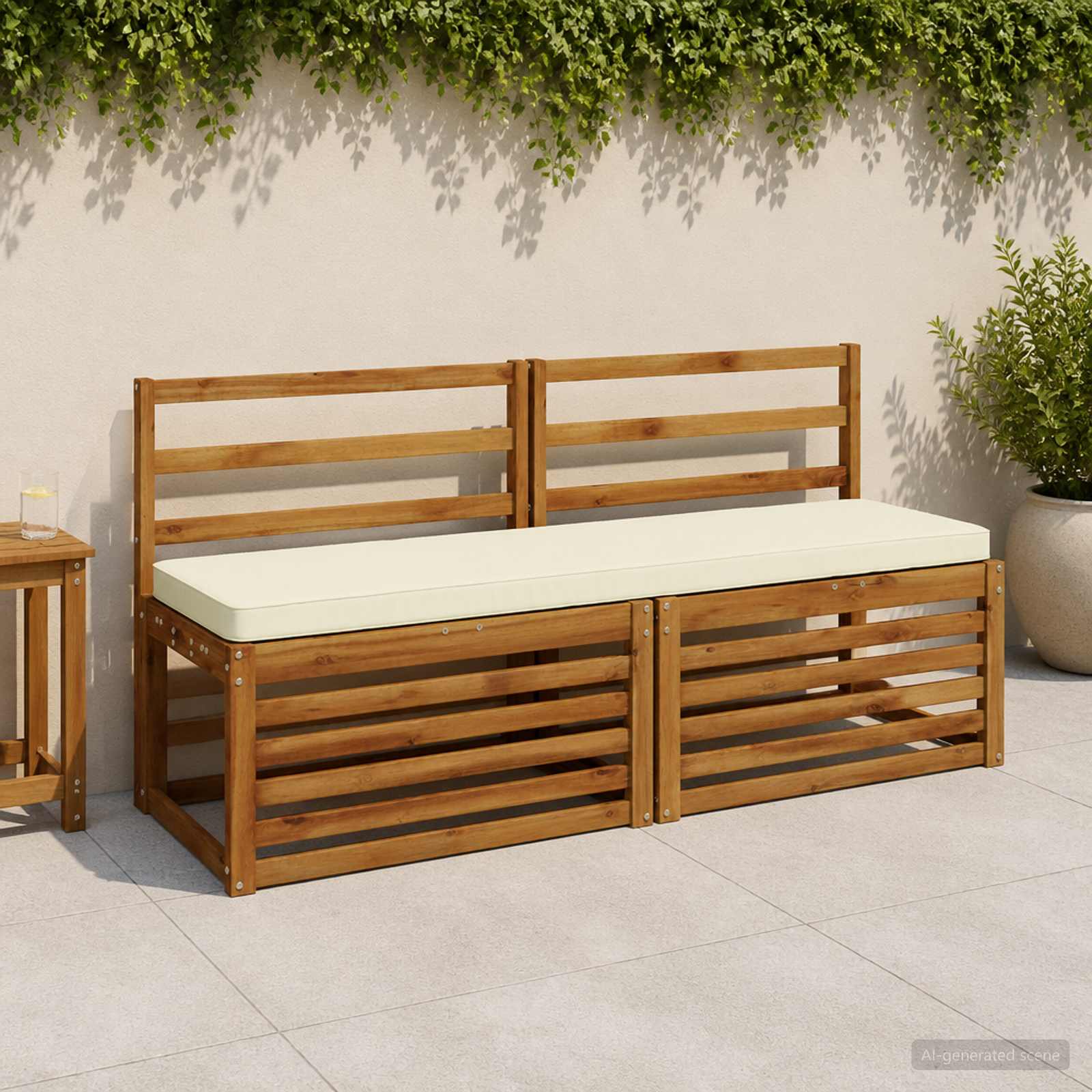 Cuscini per Panchina a 2 Pezzi VUGHT 2 pz 100% Poliestere Crema