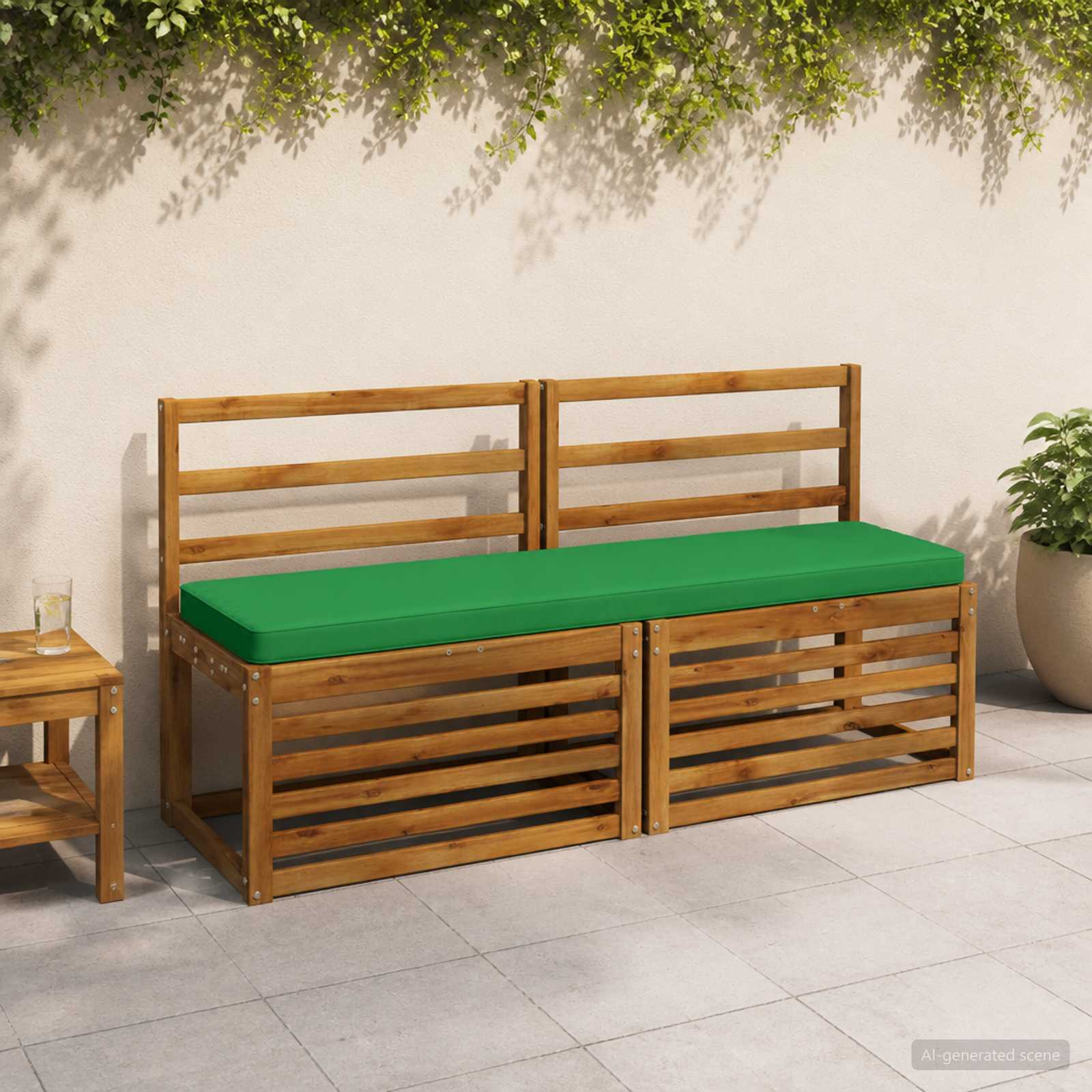 Cuscini per Panchina a 2 Pezzi VUGHT 2 pz 100% Poliestere Verde