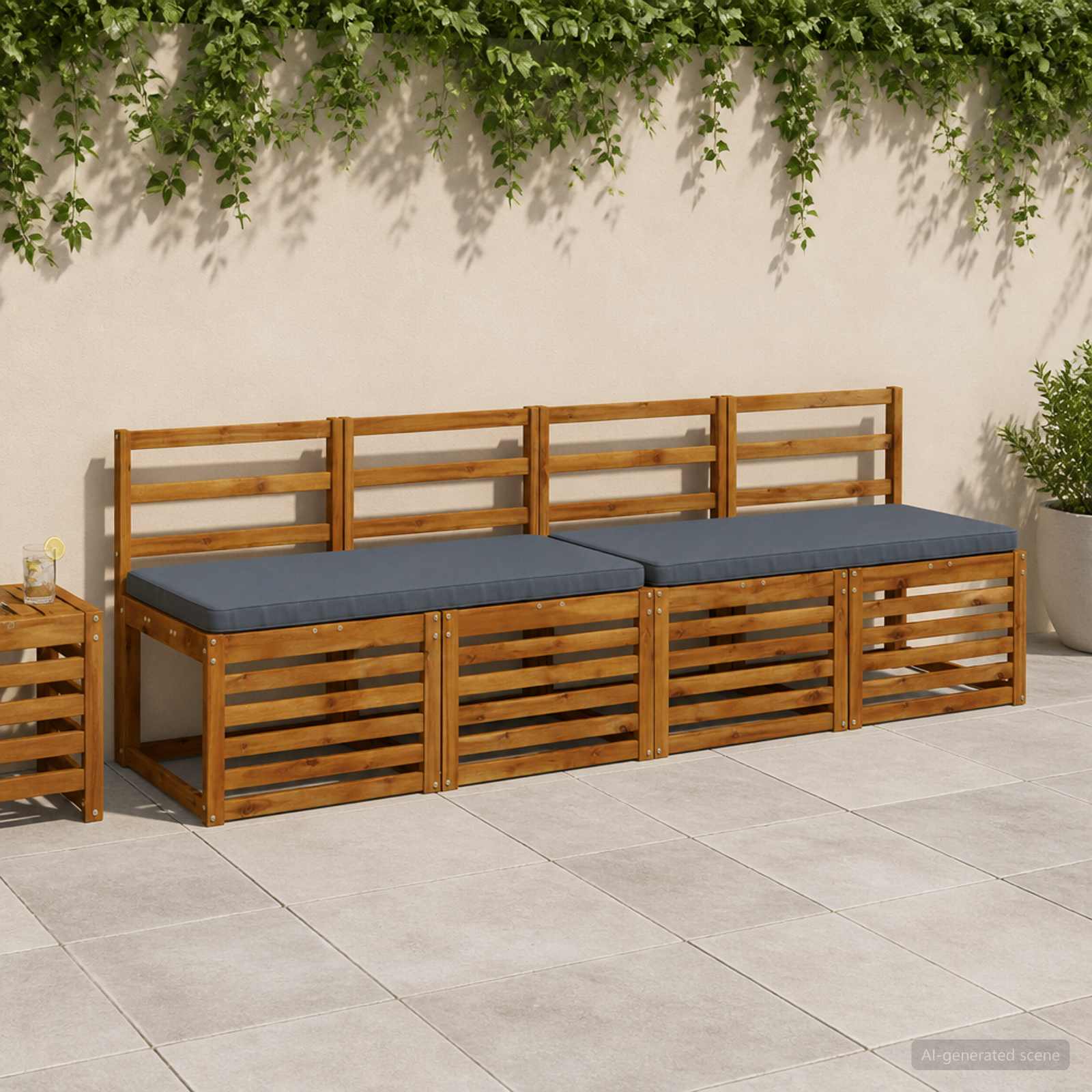 Cuscini per Panchina a 2 Pezzi VUGHT 2 pz 100% Poliestere Blu