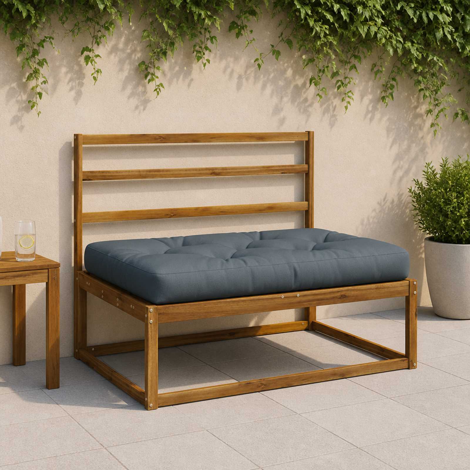 Cuscino per Pallet VIANEN 100% Poliestere Blu 120 x 60 x 12 cm