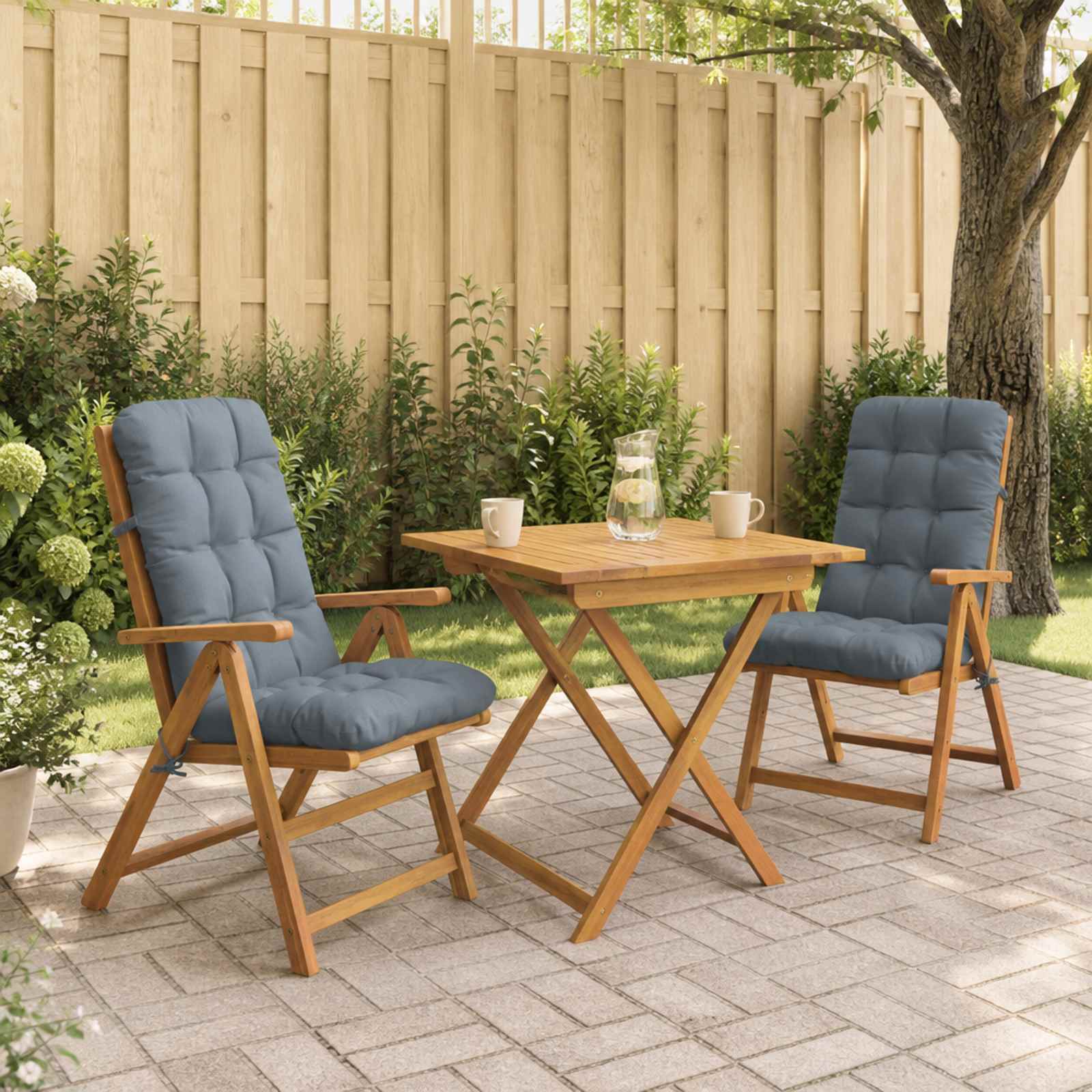 Cuscini per Sedia Alta in 2 Pezzi VIANEN 100% Poliestere Blu