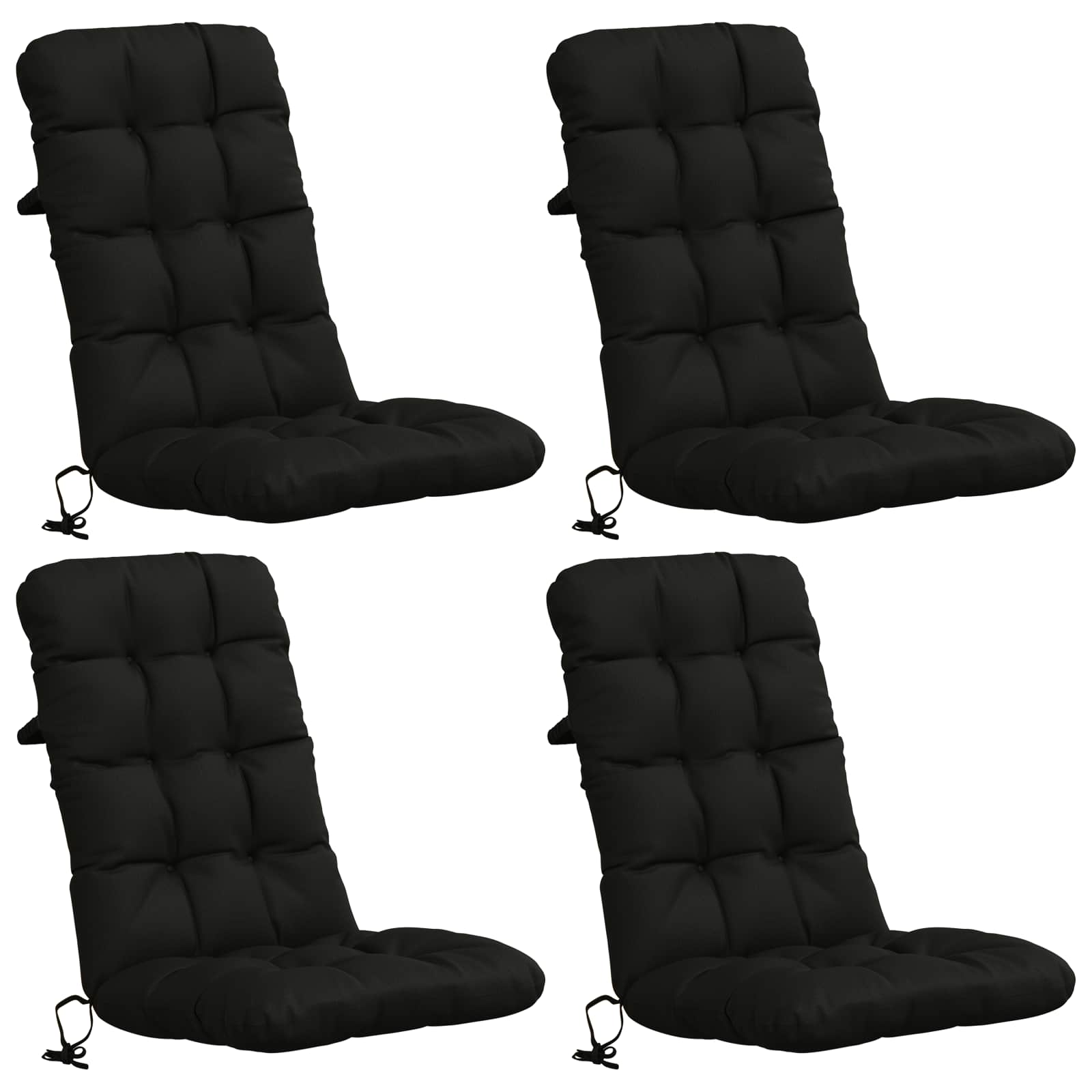 Cuscini per Sedia Alta in 4 Pezzi VIANEN 100% Poliestere Nero