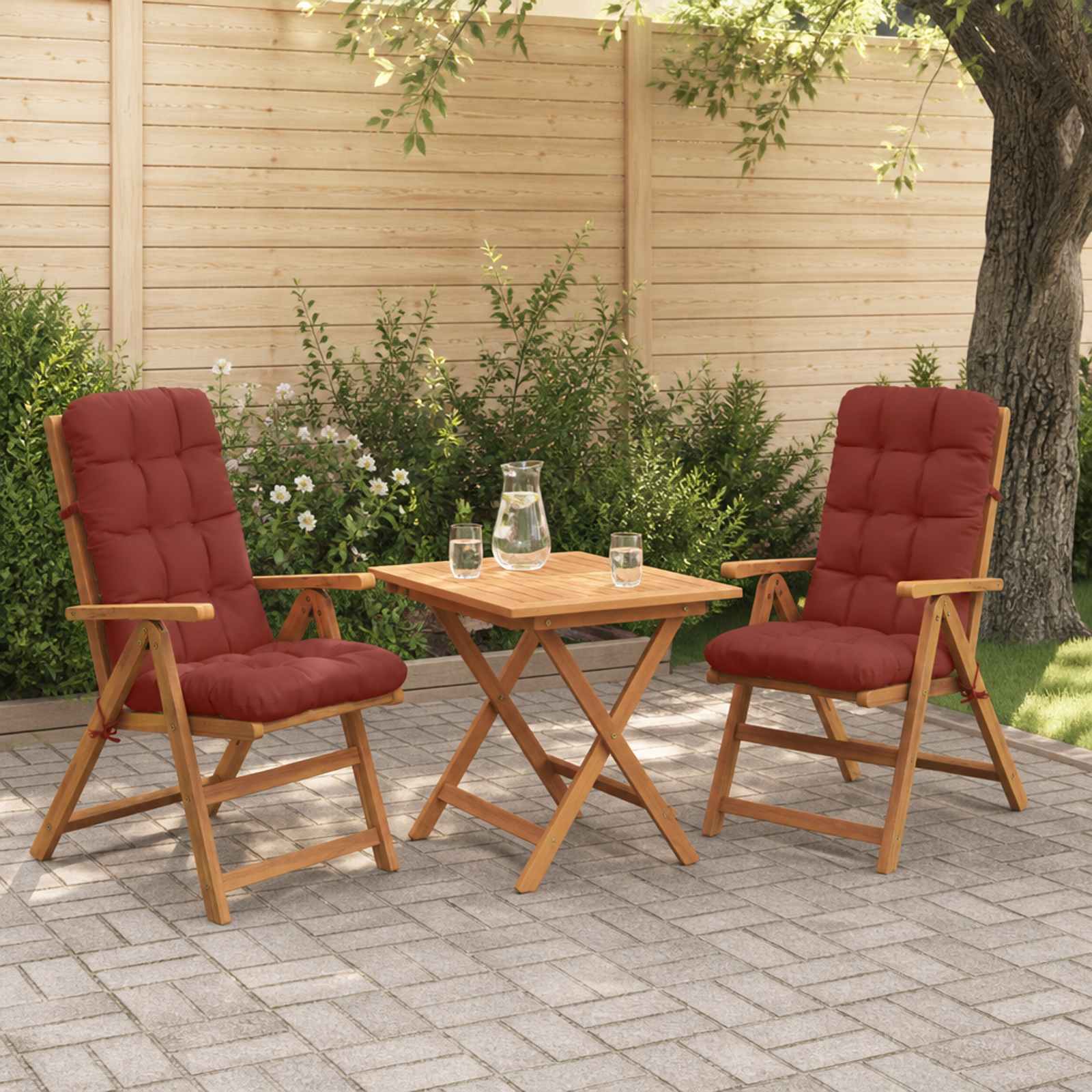 Cuscini per Sedia Alta in 2 Pezzi VIANEN 100% Poliestere Rosso