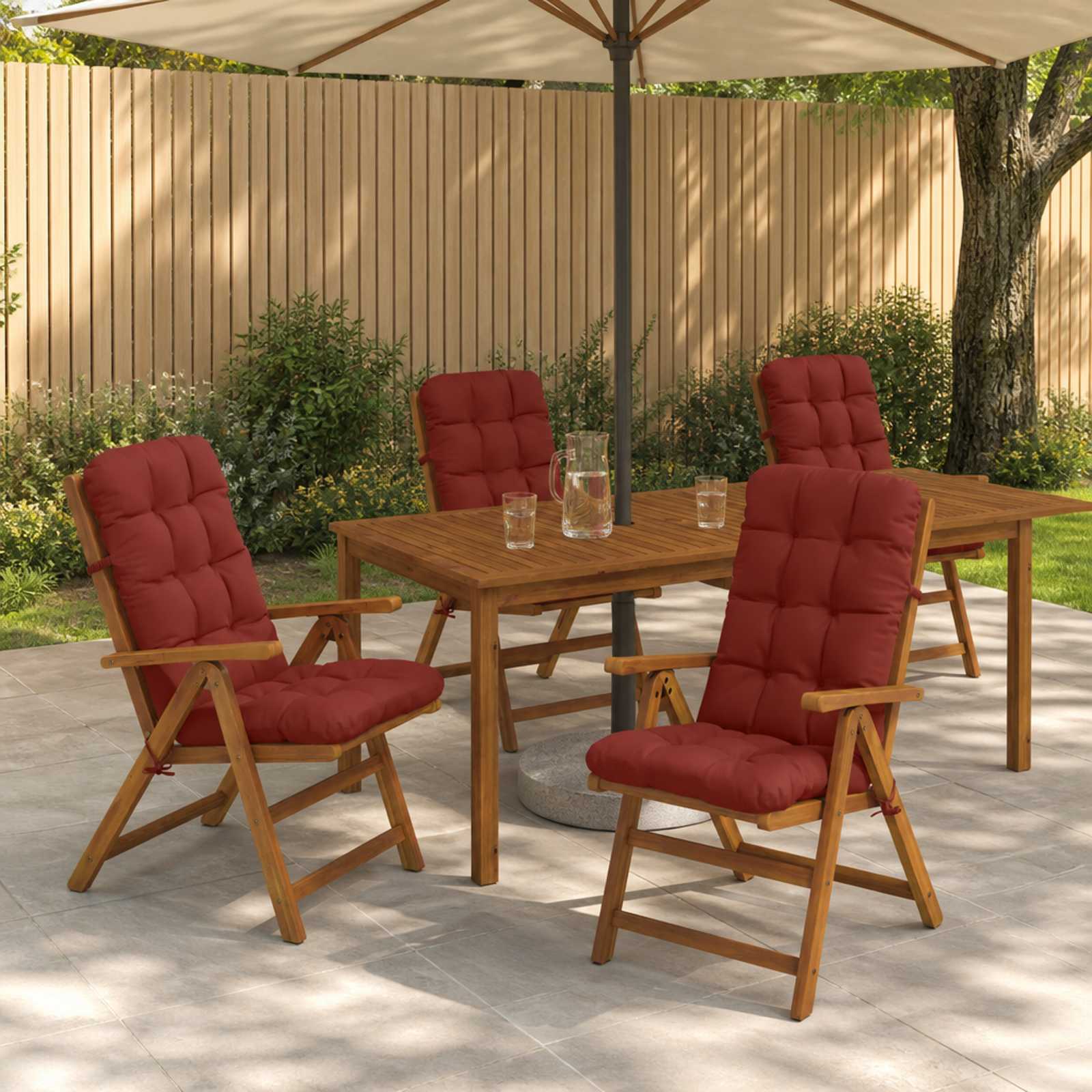 Cuscini per Sedia Alta in 6 Pezzi VIANEN 100% Poliestere Rosso