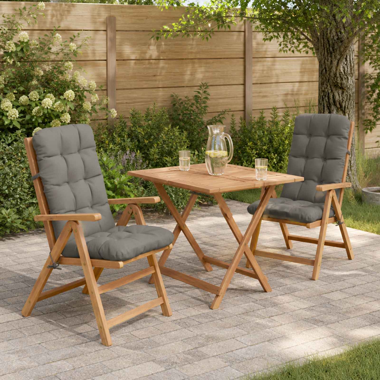 Cuscini per Sedia Alta in 2 Pezzi VIANEN 100% Poliestere Grigio