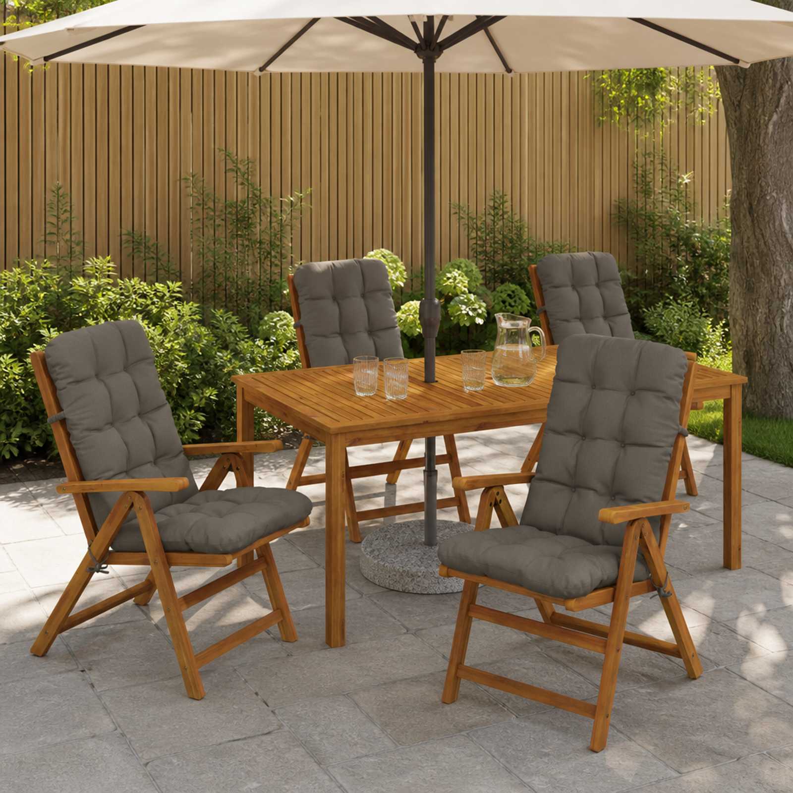 Cuscini per Sedia Alta in 6 Pezzi VIANEN 100% Poliestere Grigio