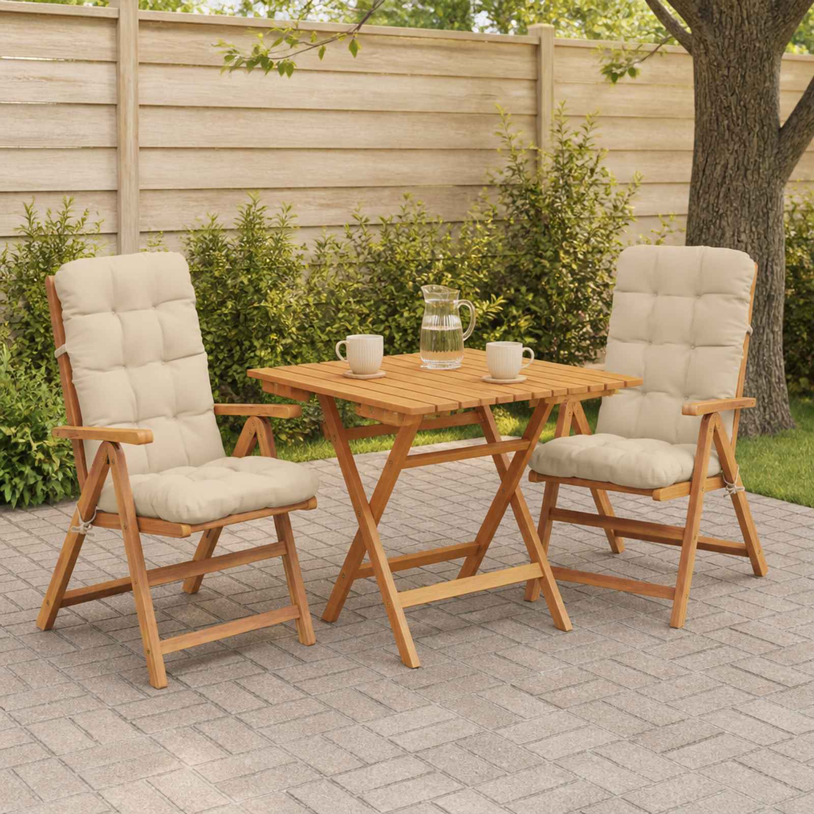 Cuscini per Sedia Alta in 2 Pezzi VIANEN 100% Poliestere Crema
