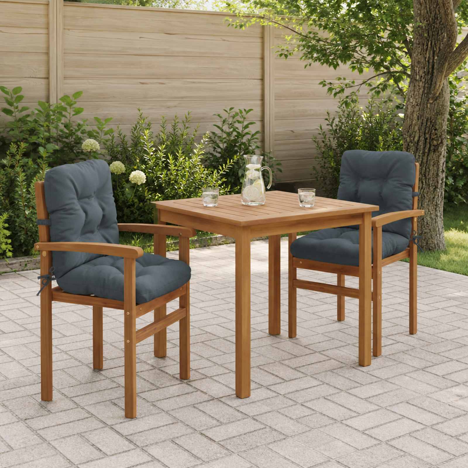 Cuscini per Sedia Alta in 2 Pezzi VIANEN 100% Poliestere Blu