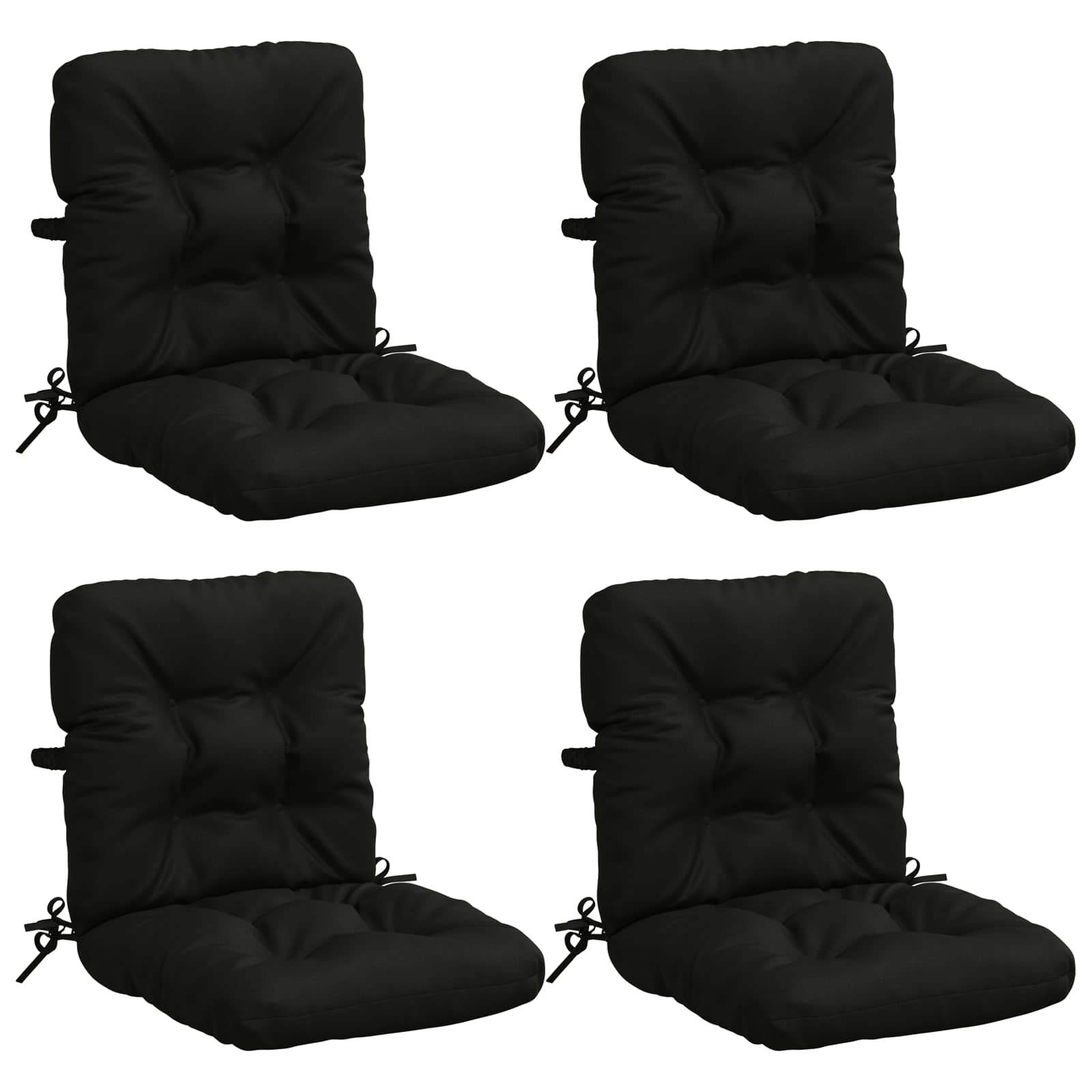 Cuscini per Sedia Alta in 4 Pezzi VIANEN 100% Poliestere Nero