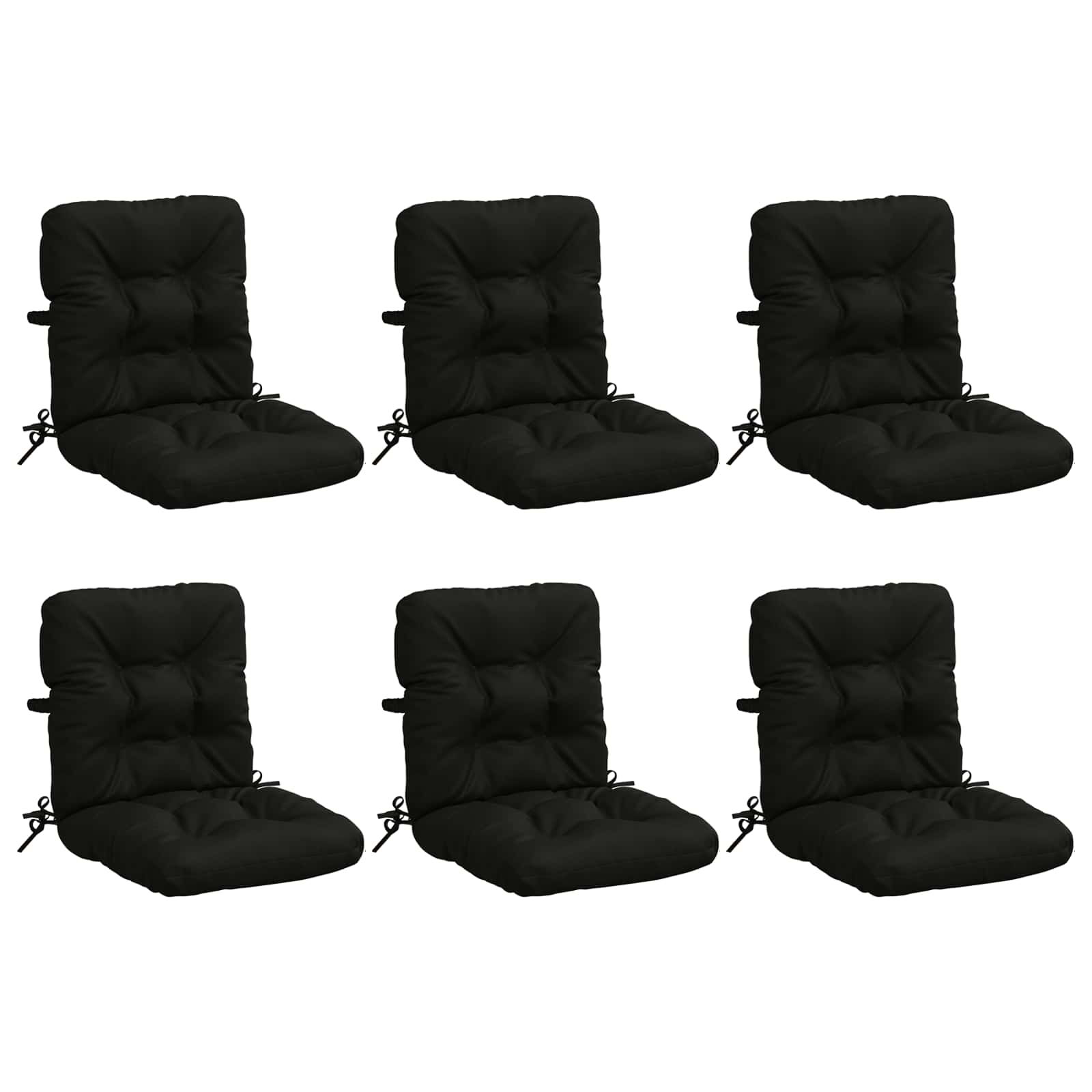Cuscini per Sedia Alta in 6 Pezzi VIANEN 100% Poliestere Nero