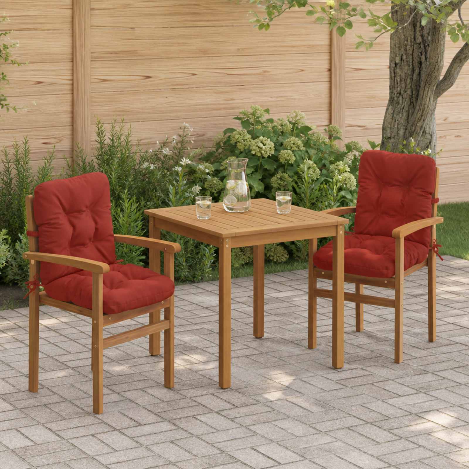 Cuscini per Sedia Alta in 2 Pezzi VIANEN 100% Poliestere Rosso