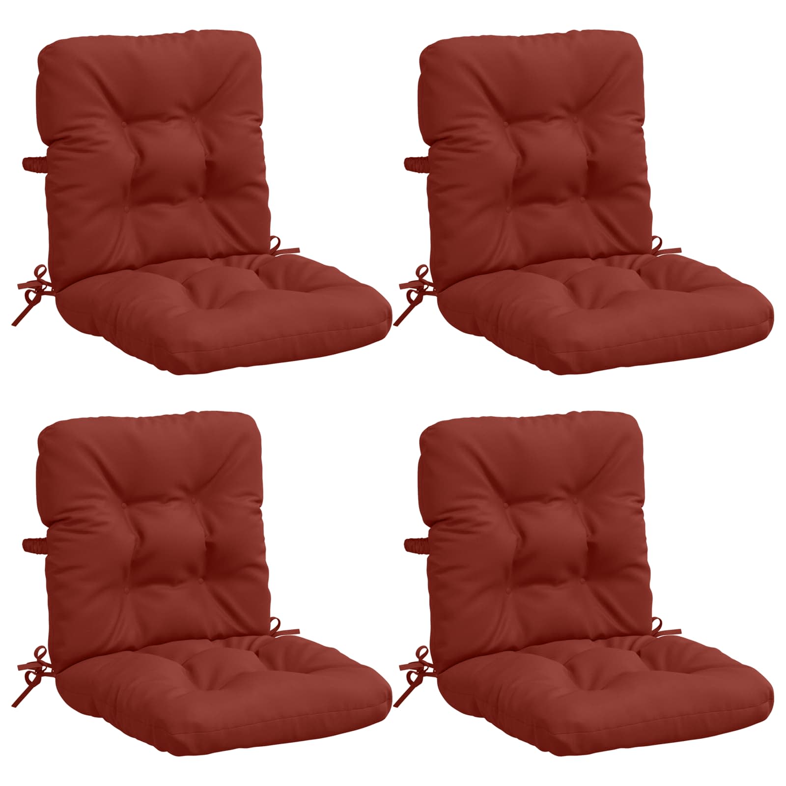 Cuscini per Sedia Alta in 4 Pezzi VIANEN 100% Poliestere Rosso