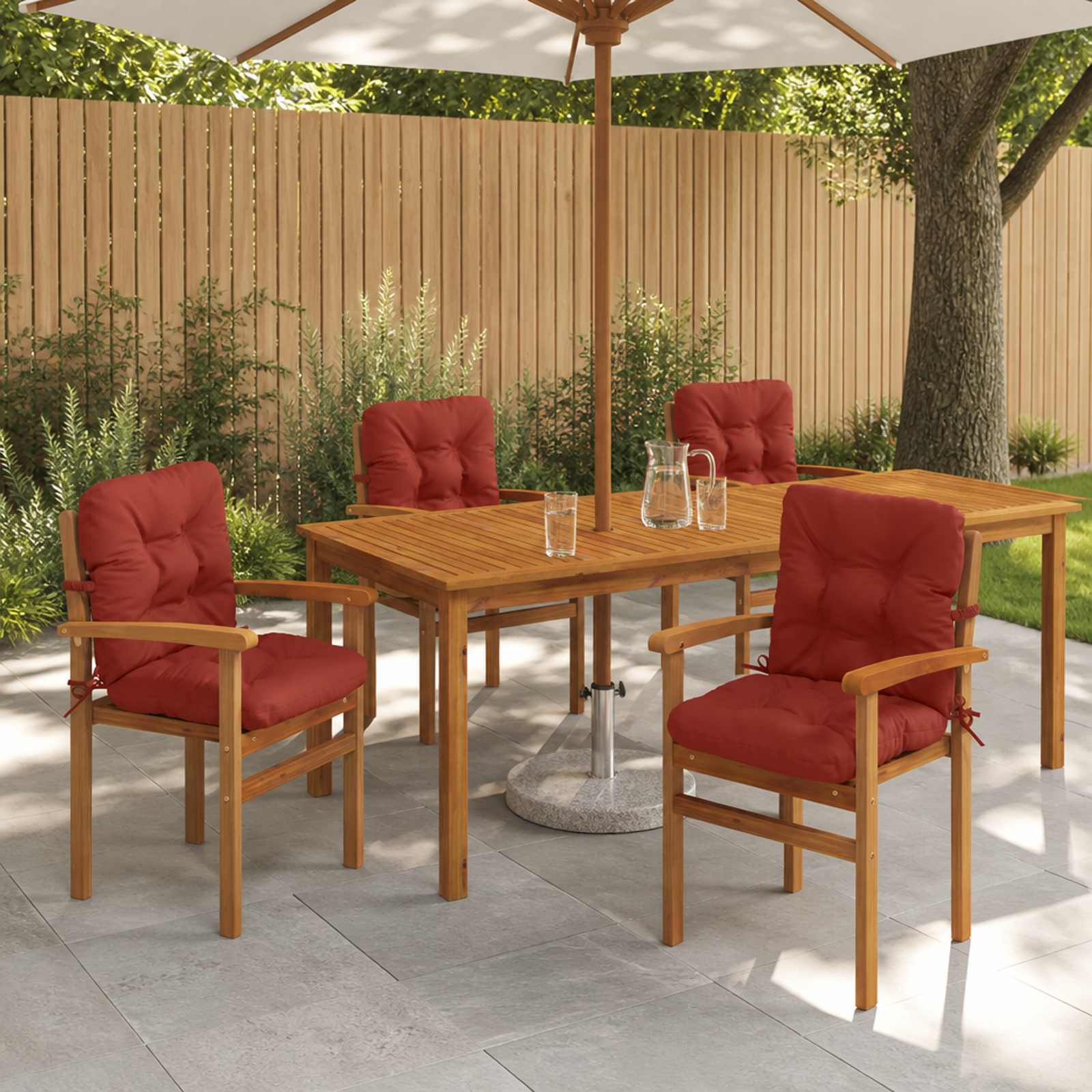 Cuscini per Sedia Alta in 6 Pezzi VIANEN 100% Poliestere Rosso