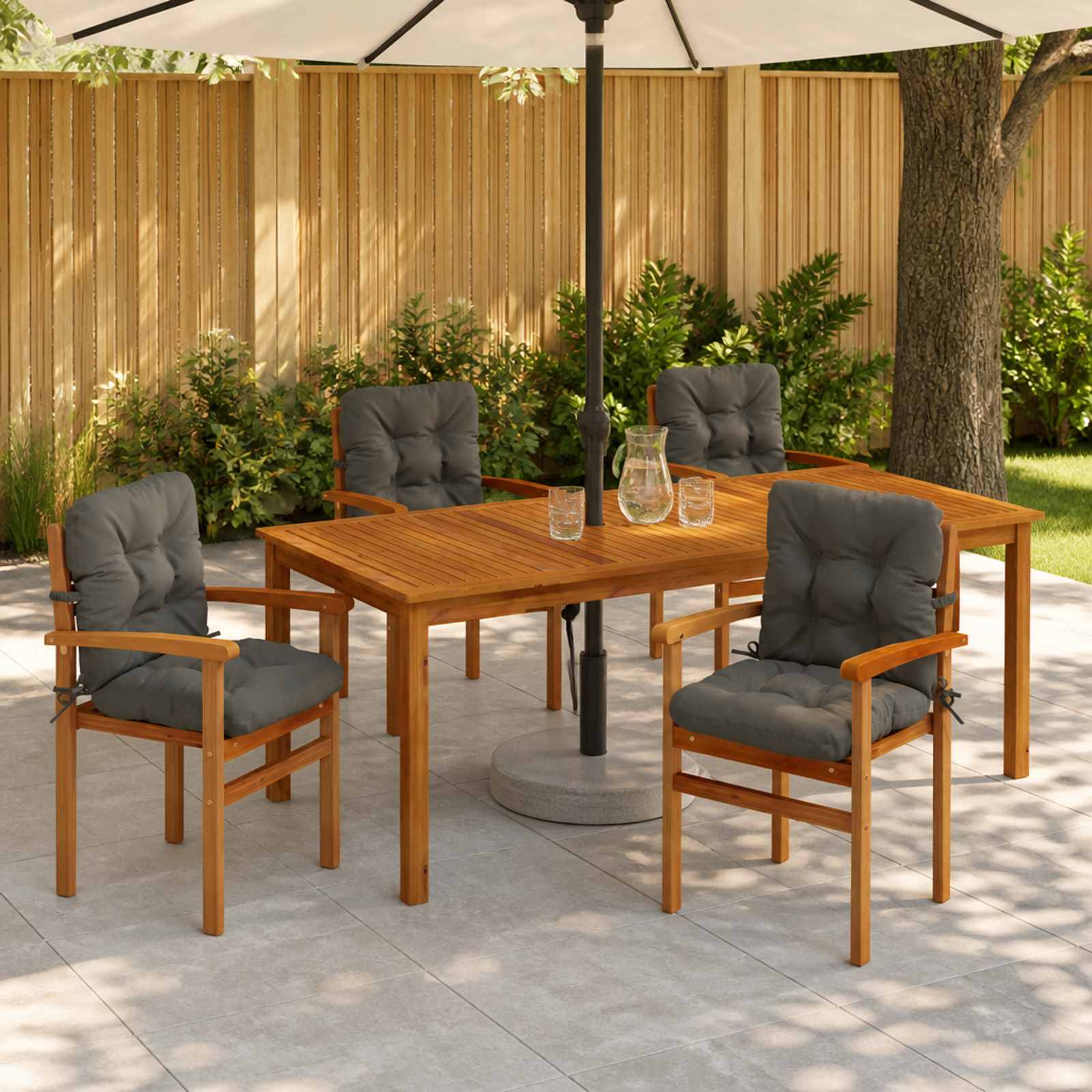 Cuscini per Sedia Alta in 4 Pezzi VIANEN 100% Poliestere Grigio