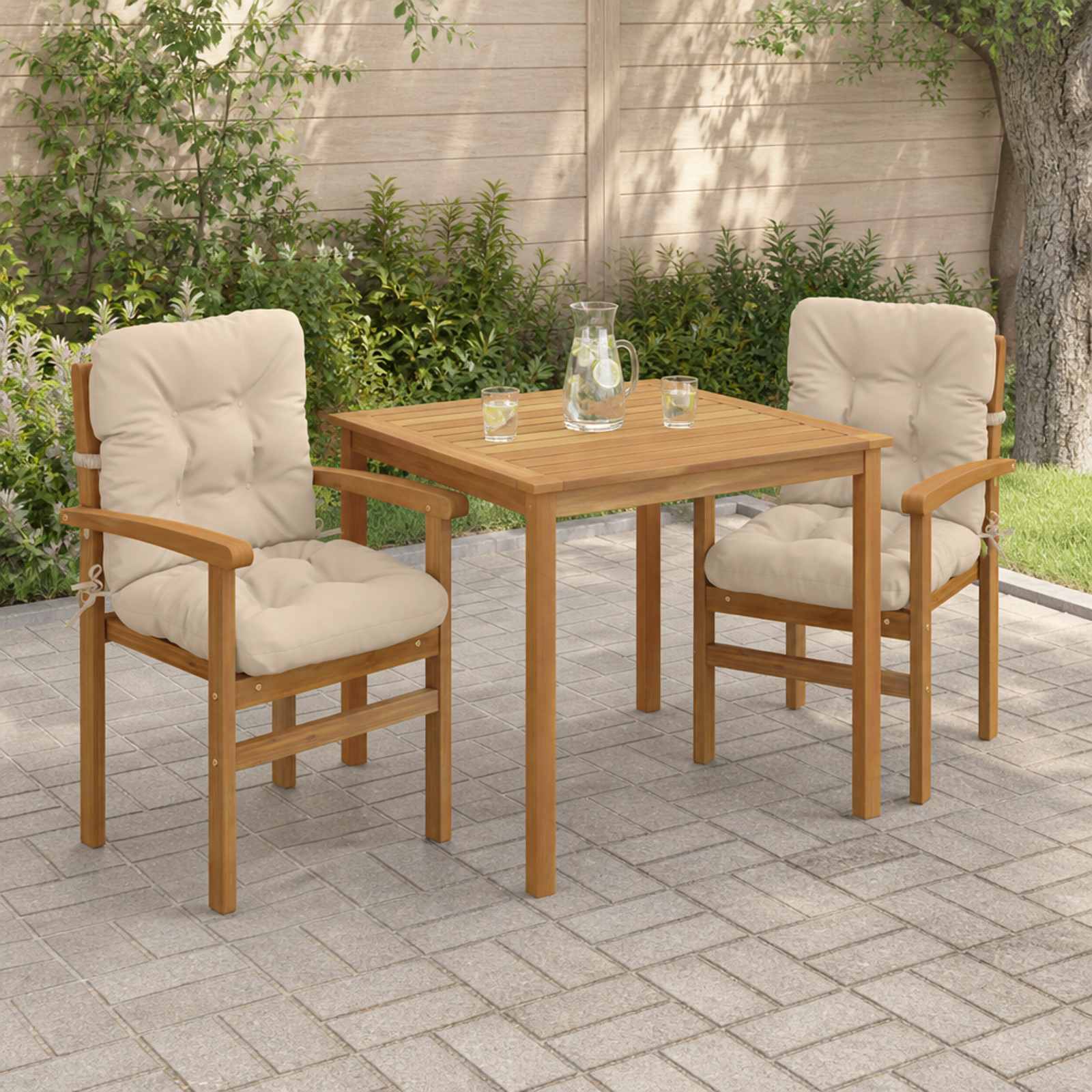 Cuscini per Sedia Alta in 2 Pezzi VIANEN 100% Poliestere Crema