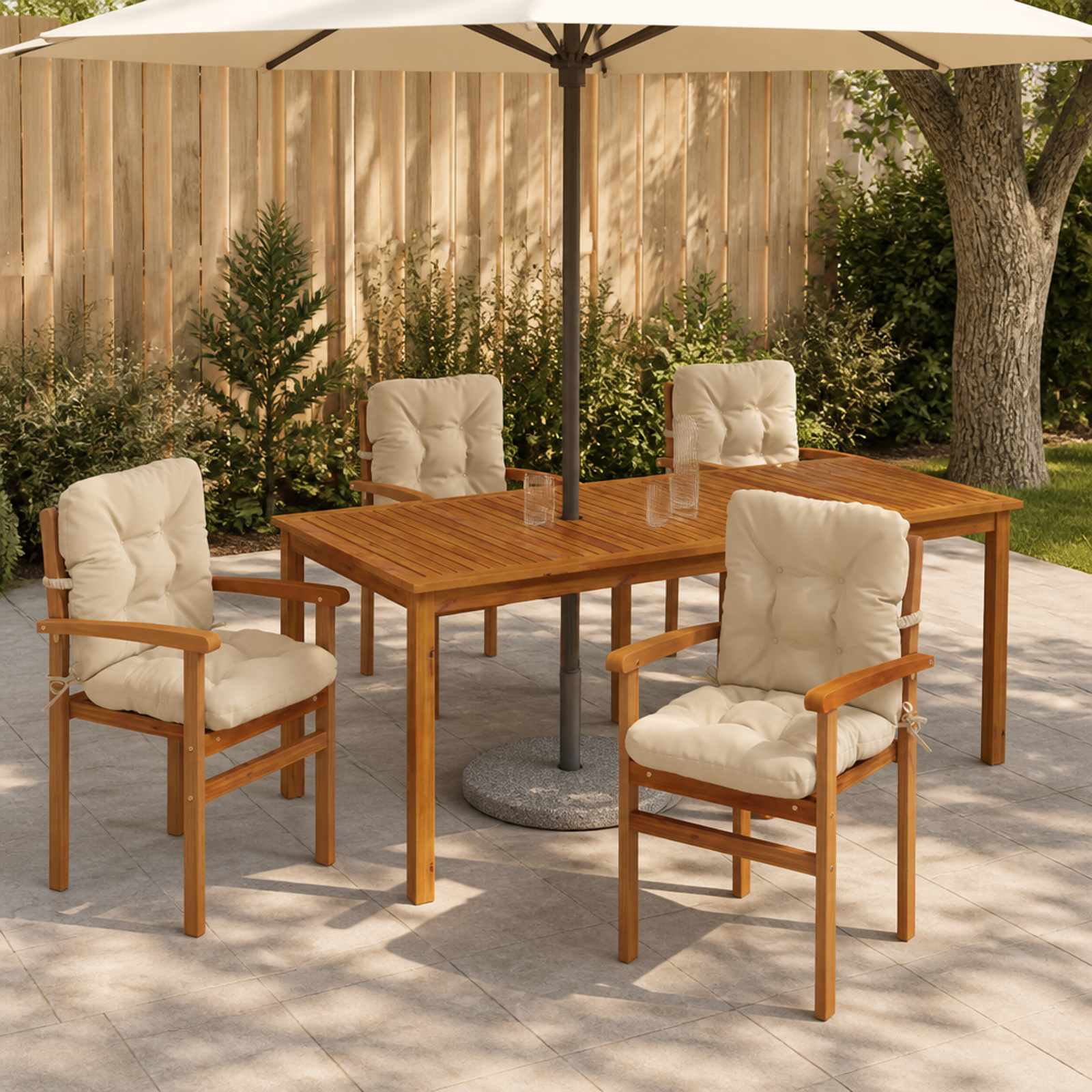 Cuscini per Sedia Alta in 4 Pezzi VIANEN 100% Poliestere Crema