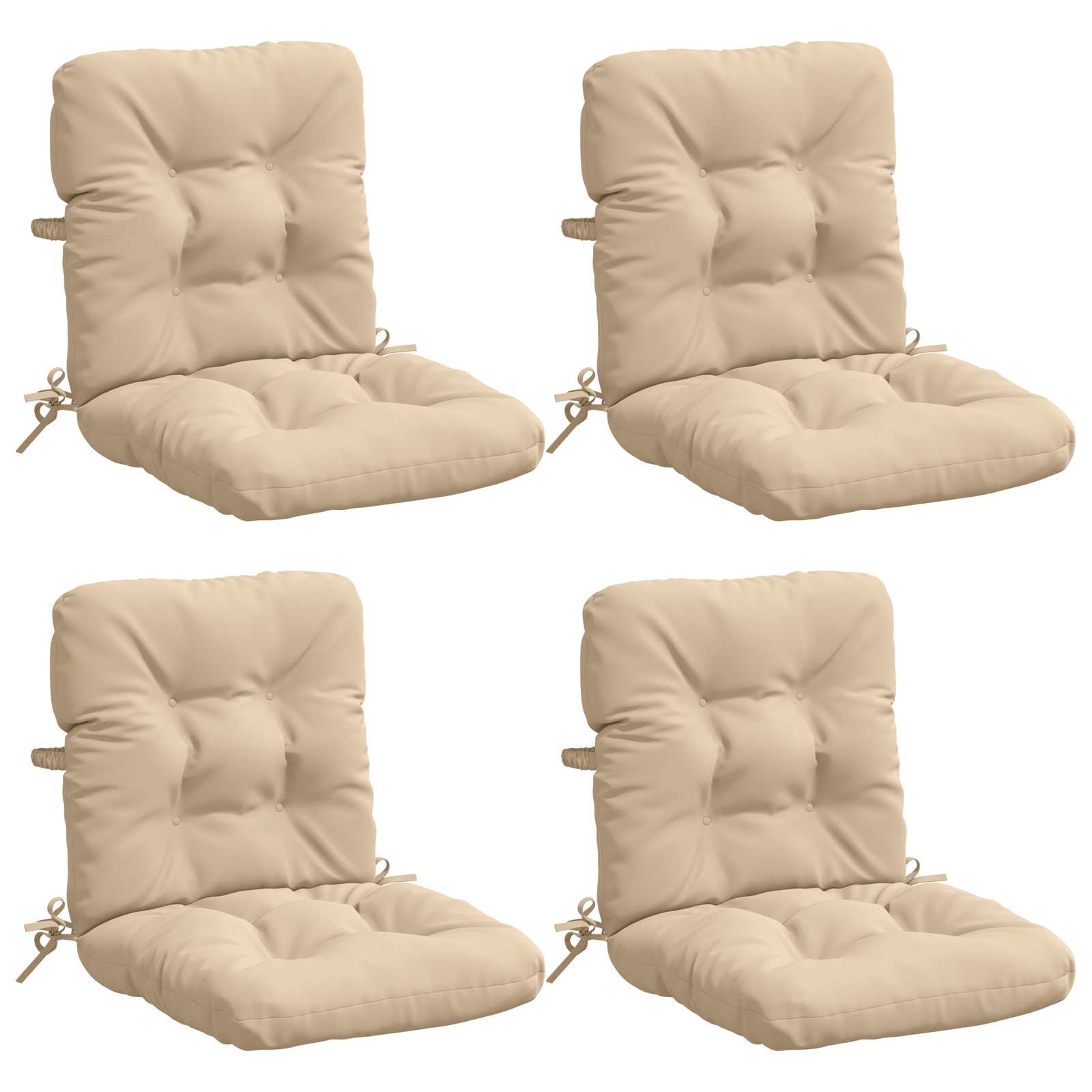 Cuscini per Sedia Alta in 4 Pezzi VIANEN 100% Poliestere Crema