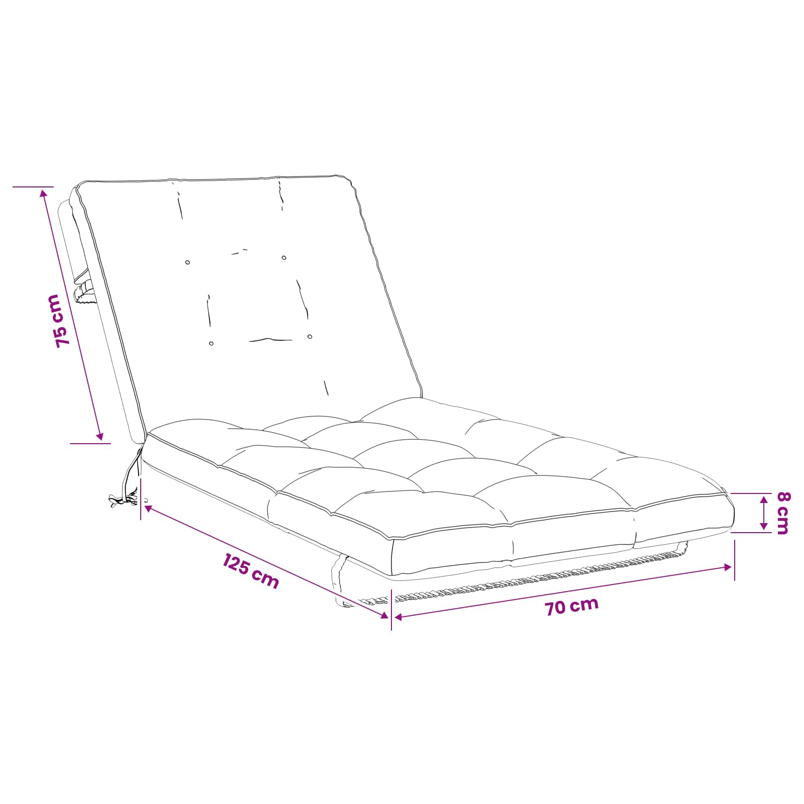 Cuscino per Lettino VIANEN 100% Poliestere Blu 200 x 70 x 8 cm