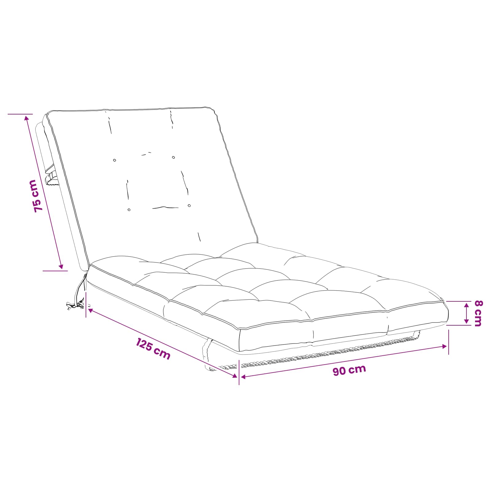 Cuscino per Lettino VIANEN 100% Poliestere Nero 200 x 90 x 8 cm