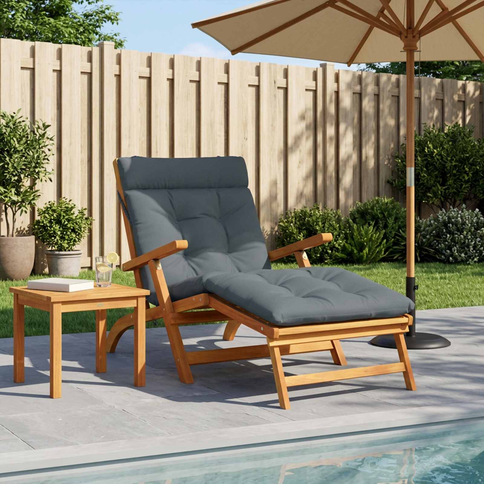 Cuscino per Lettino VIANEN 100% Poliestere Blu 200 x 70 x 8 cm