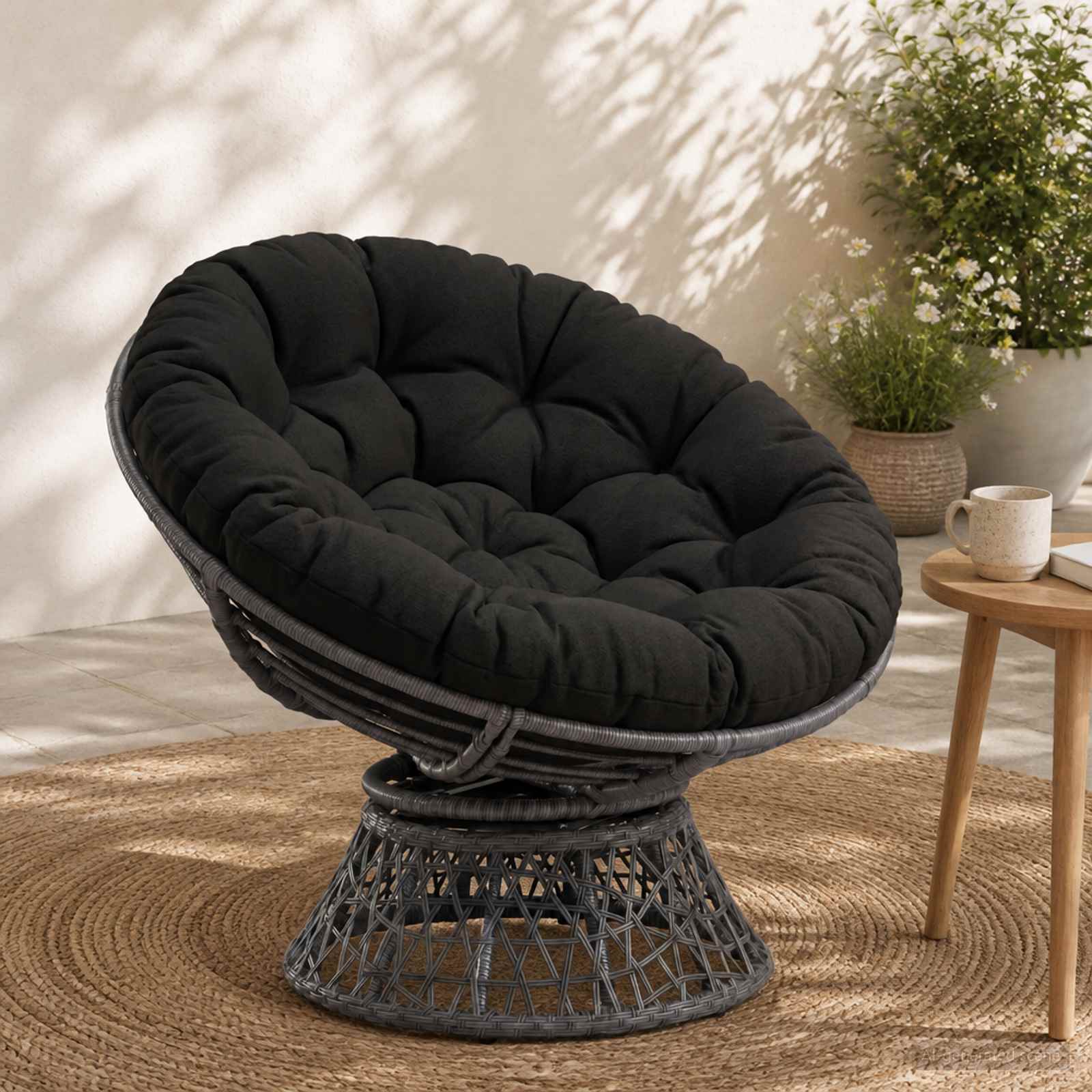 Cuscino per Sedia Papasan VIANEN 100% Poliestere Nero